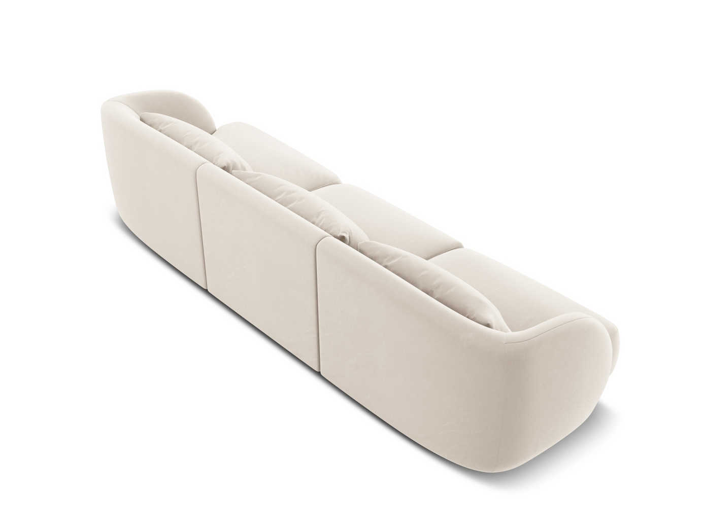 Cosmopolitan Design veloursofa, "Tulum", 3-personers, 255 × 90 × 70 cm, Bluvel, sorte plastben