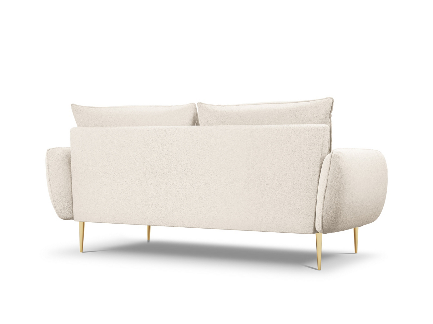 Cosmopolitan Design bouclé-sofa, "Vienna", 3-personers, 200 × 92 × 95 cm, Ascot, guldfarvede metalben