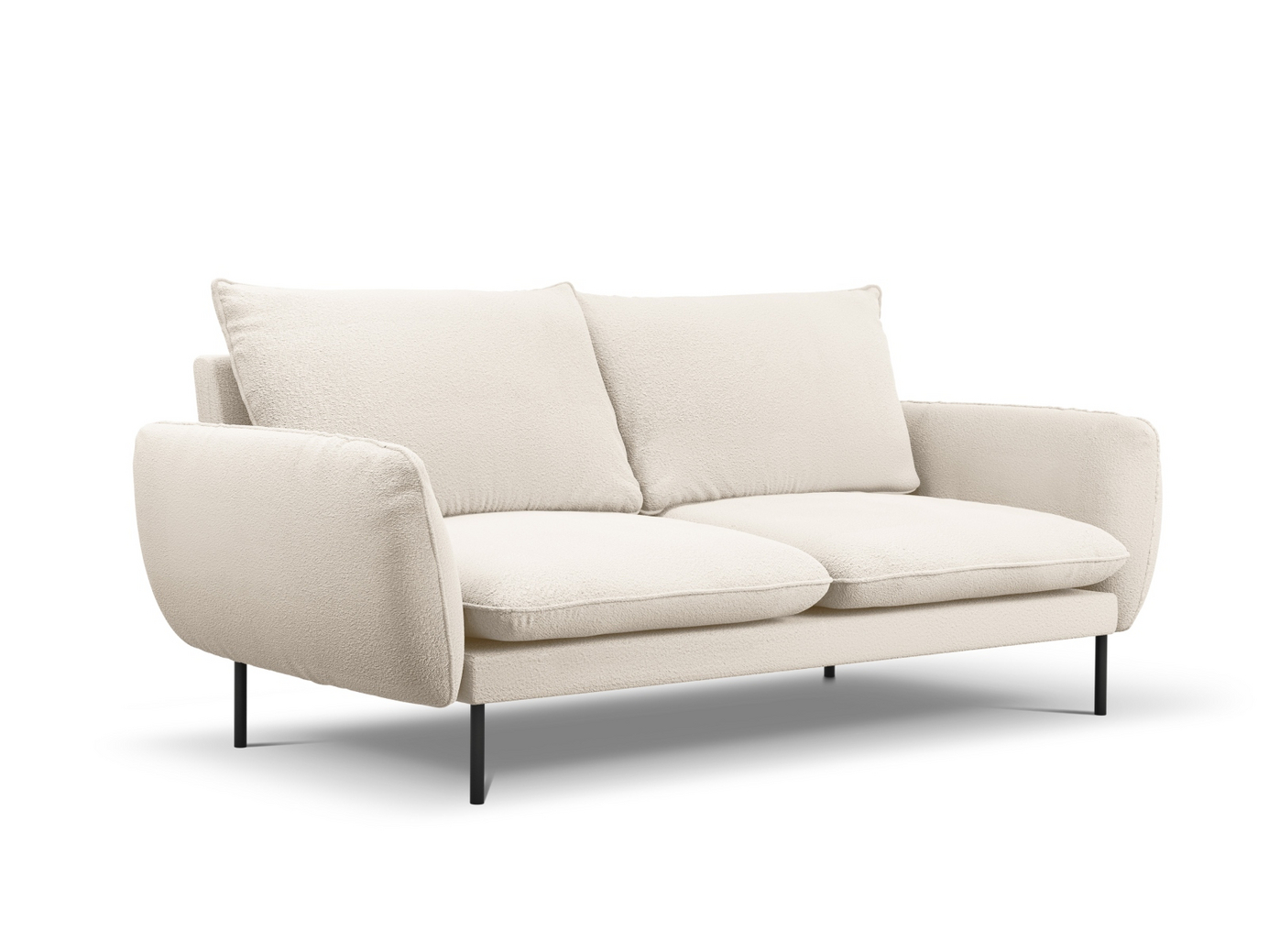 Cosmopolitan Design bouclé-sofa, "Vienna", 3-personers, 200 × 92 × 95 cm, Ascot, sorte metalben