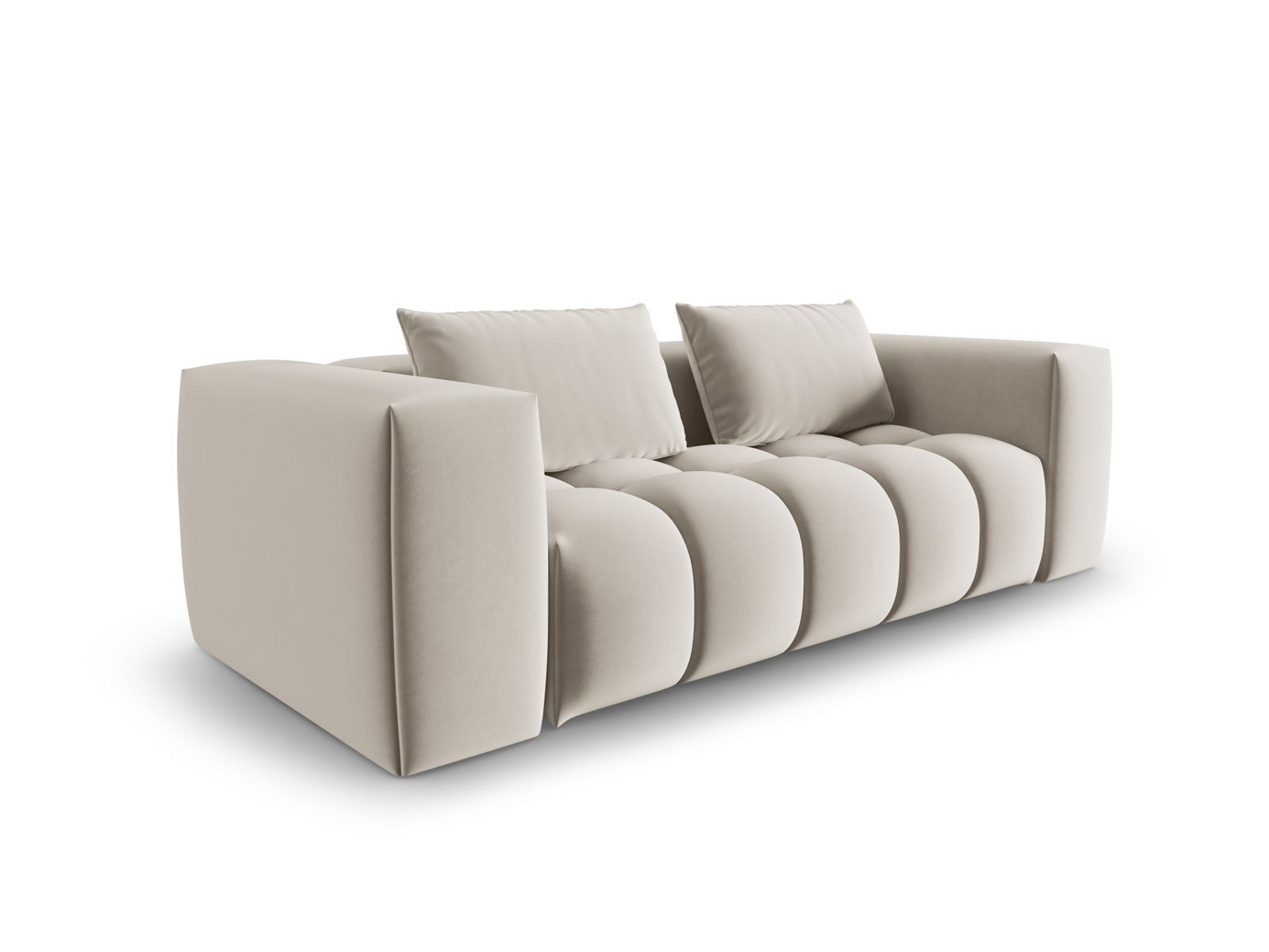 Cosmopolitan Design velourmodulsofa, "Verona", 3-personers, 200 × 85 × 70 cm, Casino, sorte plastben