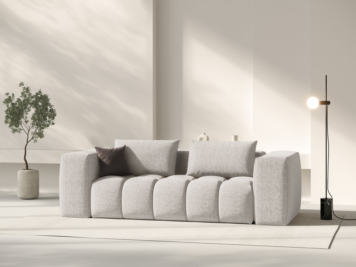 Cosmopolitan Design modulsofa, "Verona", 3-personers, 200 × 85 × 70 cm, Sorella, sorte plastben