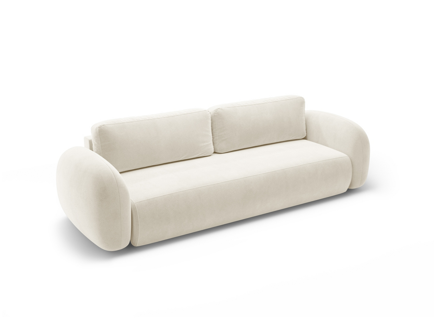 Cosmopolitan Design veloursovesofa med opbevaring, "Tonale", 3-personers, 262 × 105 × 88 cm, Magic Velvet, sorte plastben