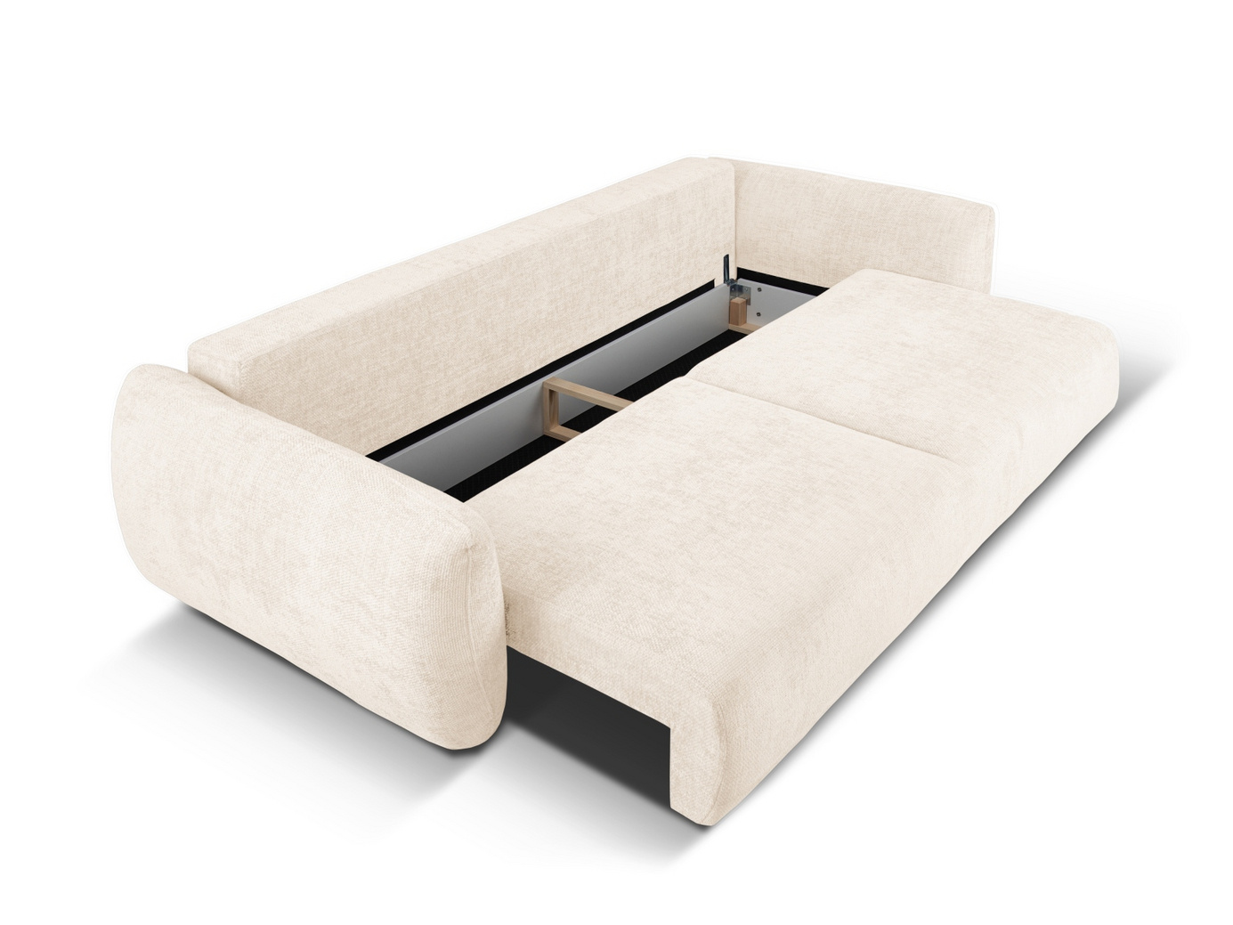 Cosmopolitan Design sovesofa med opbevaring, "Matera", 3-personers, 240 × 108 × 86 cm, Haga, sorte plastben