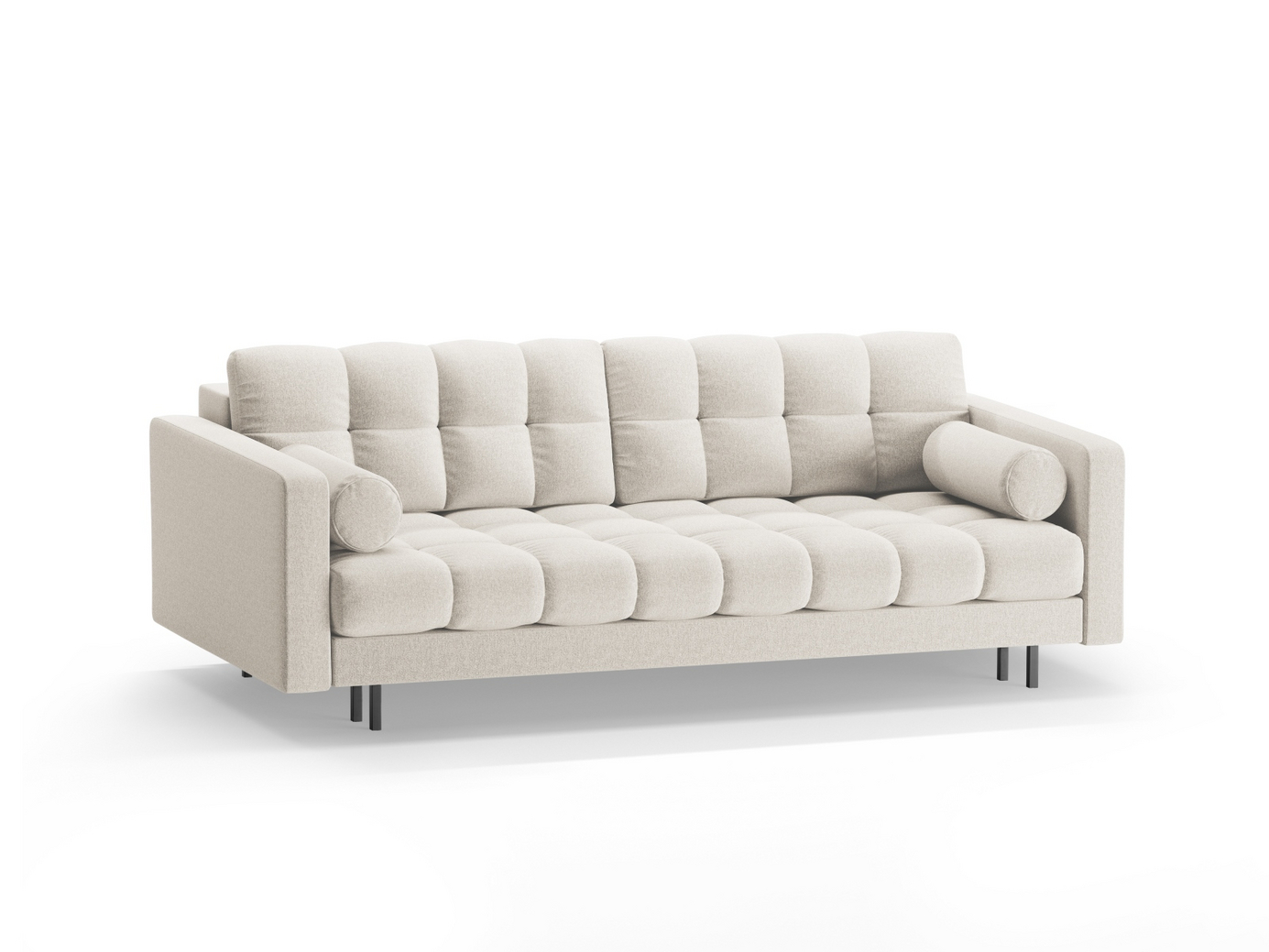 Cosmopolitan Design sovesofa med opbevaring, "Bali", 3-personers, 222 × 84 × 105 cm, Neve, sorte metalben