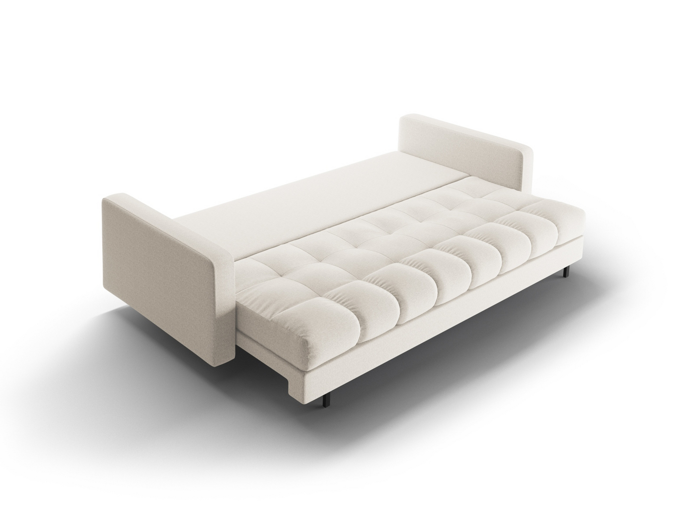 Cosmopolitan Design sovesofa med opbevaring, "Bali", 3-personers, 222 × 84 × 105 cm, Neve, sorte metalben