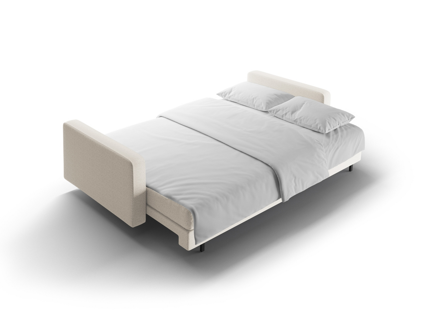 Cosmopolitan Design sovesofa med opbevaring, "Bali", 3-personers, 222 × 84 × 105 cm, Neve, sorte metalben