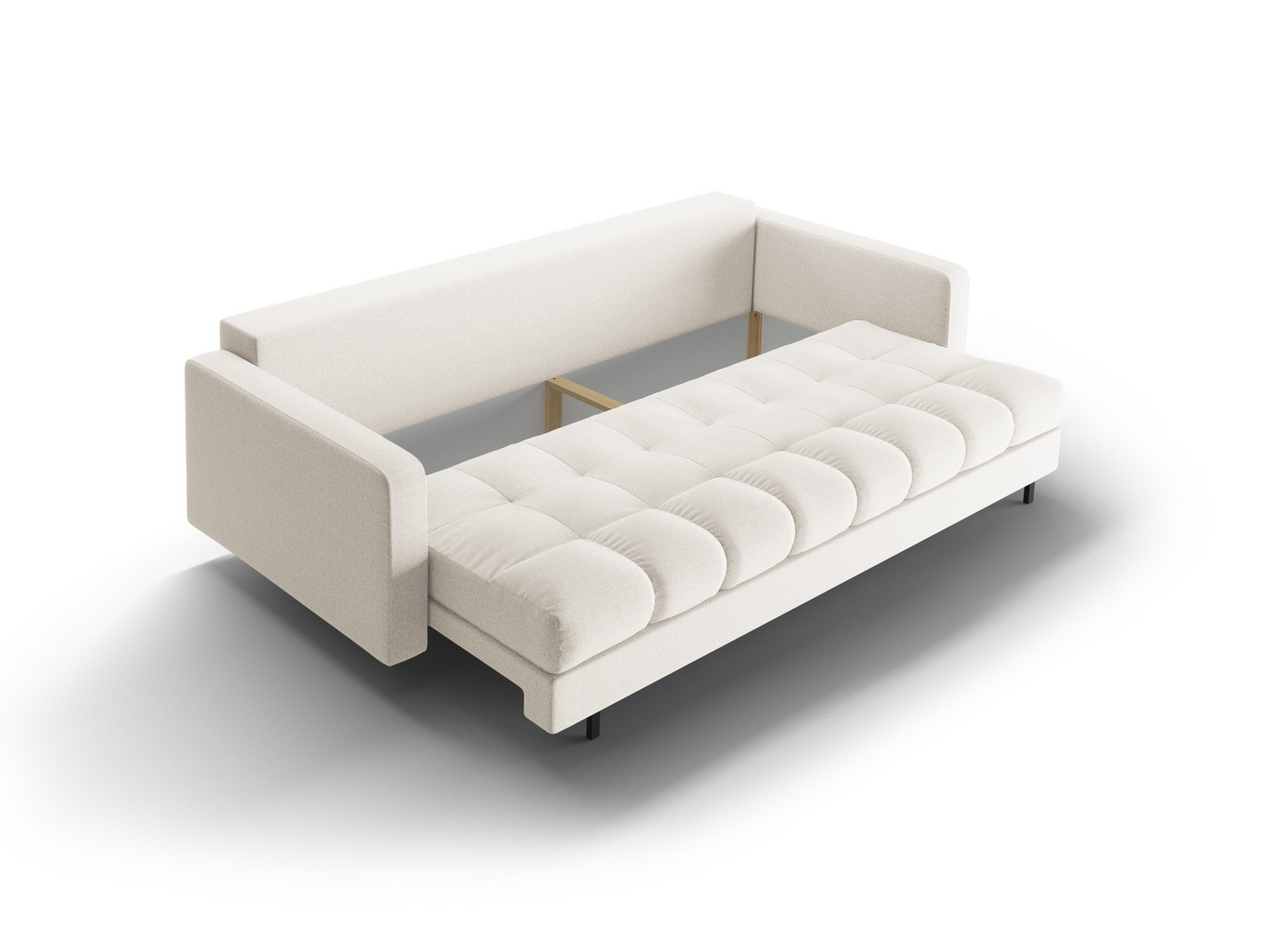 Cosmopolitan Design sovesofa med opbevaring, "Bali", 3-personers, 222 × 84 × 105 cm, Neve, sorte metalben