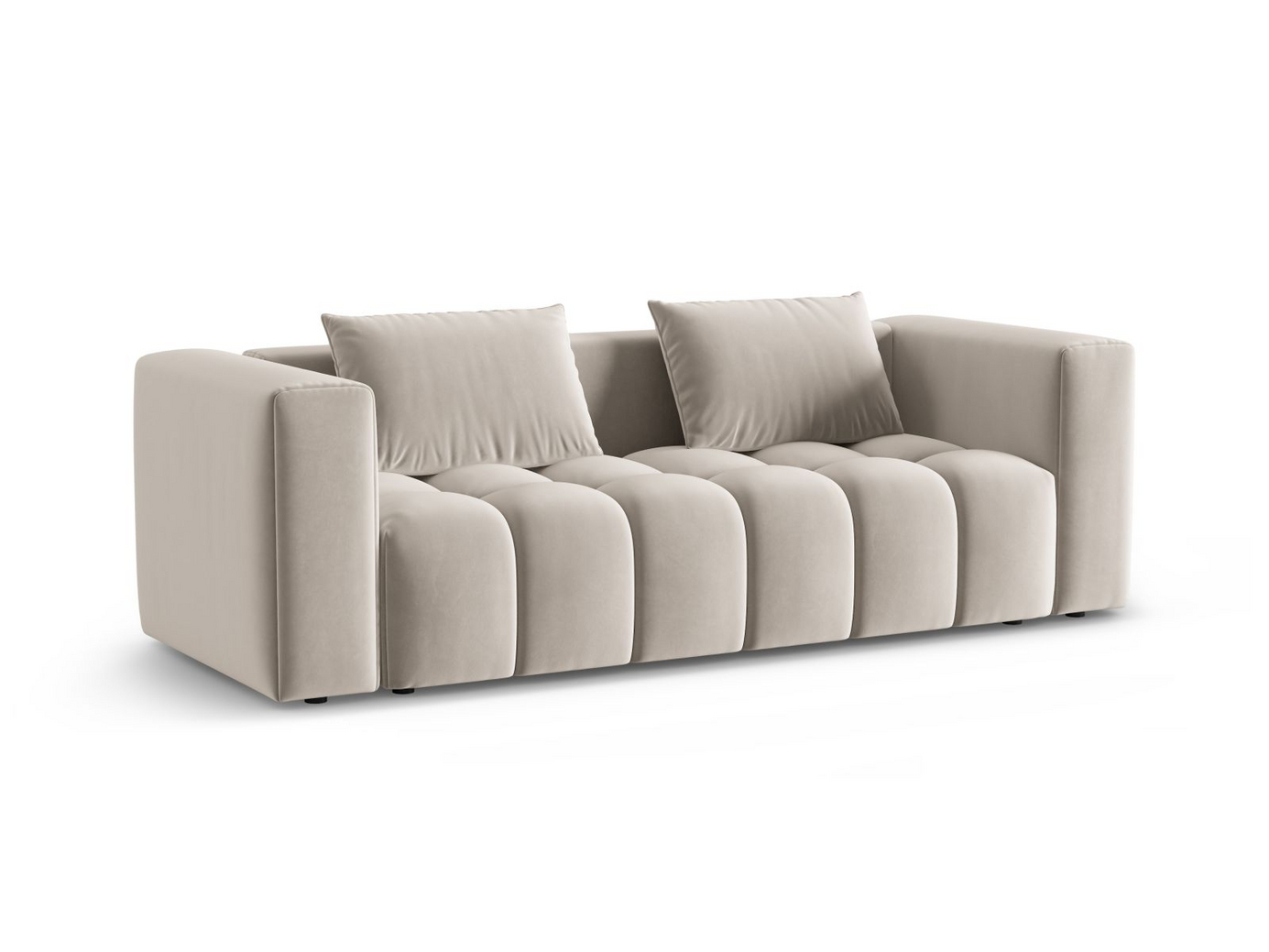 Cosmopolitan Design veloursovesofa med opbevaring, "Verona", 3-personers, 252 × 98 × 85 cm, Casino, sorte plastben