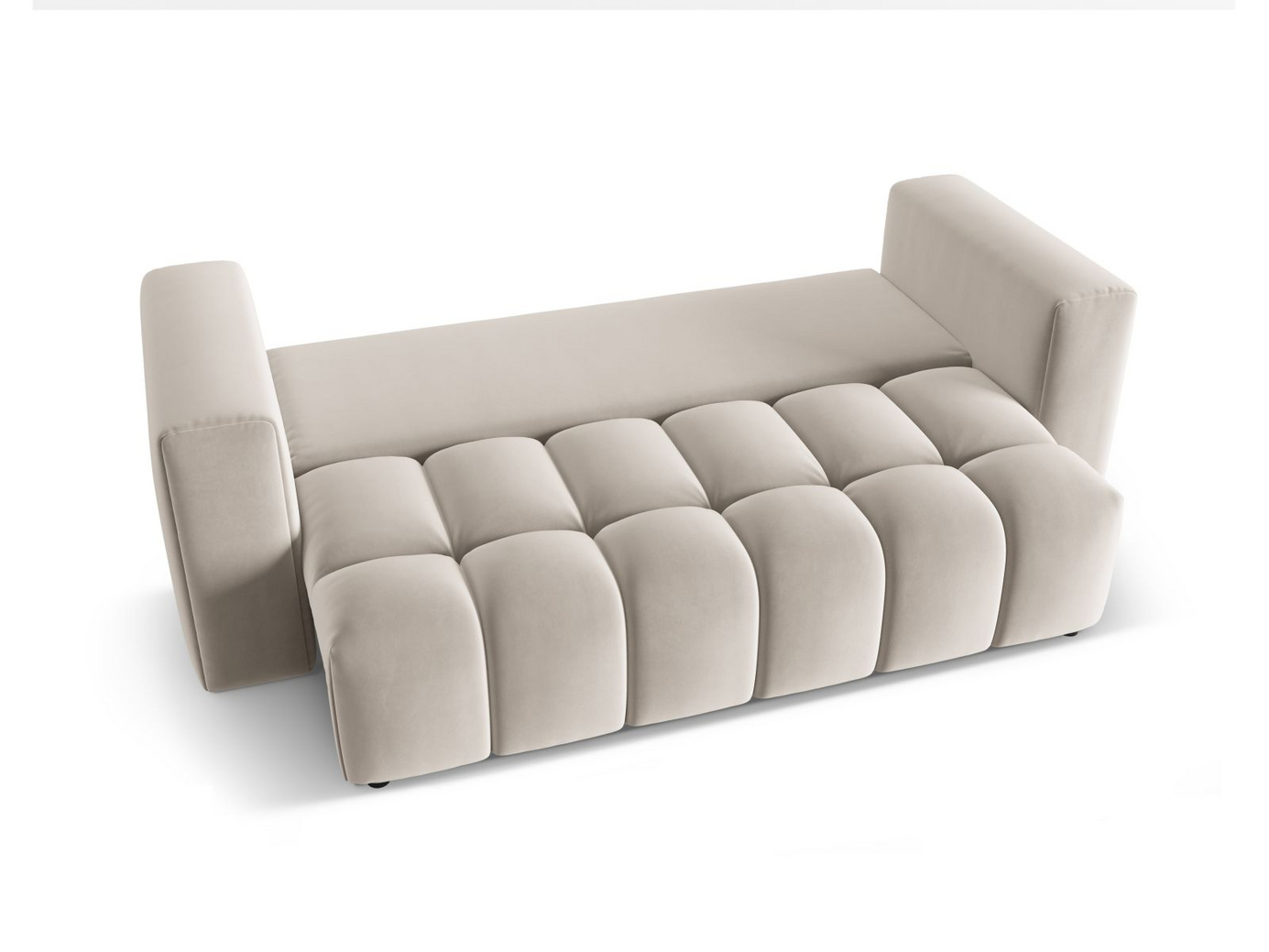 Cosmopolitan Design veloursovesofa med opbevaring, "Verona", 3-personers, 252 × 98 × 85 cm, Casino, sorte plastben