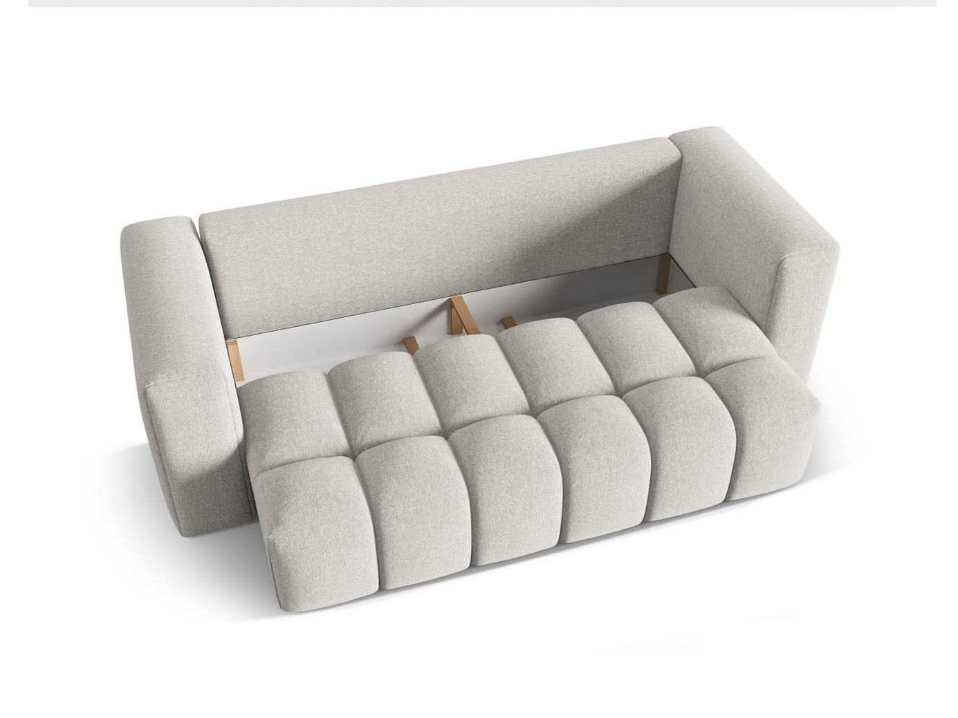 Cosmopolitan Design sovesofa med opbevaring, "Verona", 3-personers, 252 × 98 × 85 cm, Sorella, sorte plastben