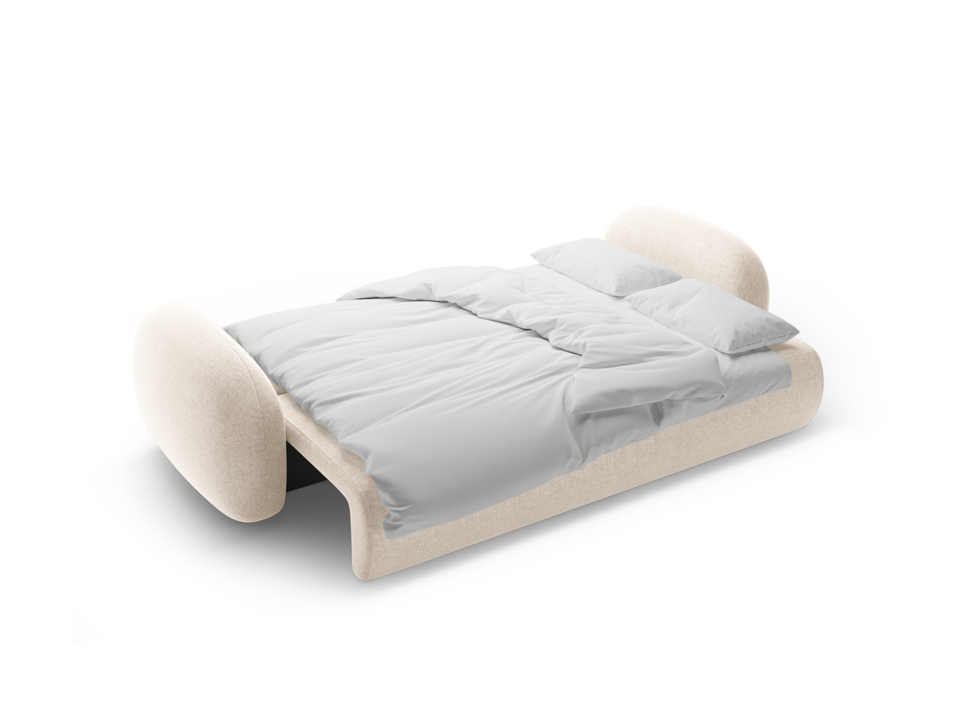 Cosmopolitan Design sovesofa med opbevaring, "Tonale", 3-personers, 262 × 105 × 88 cm, Eden 10, sorte plastben