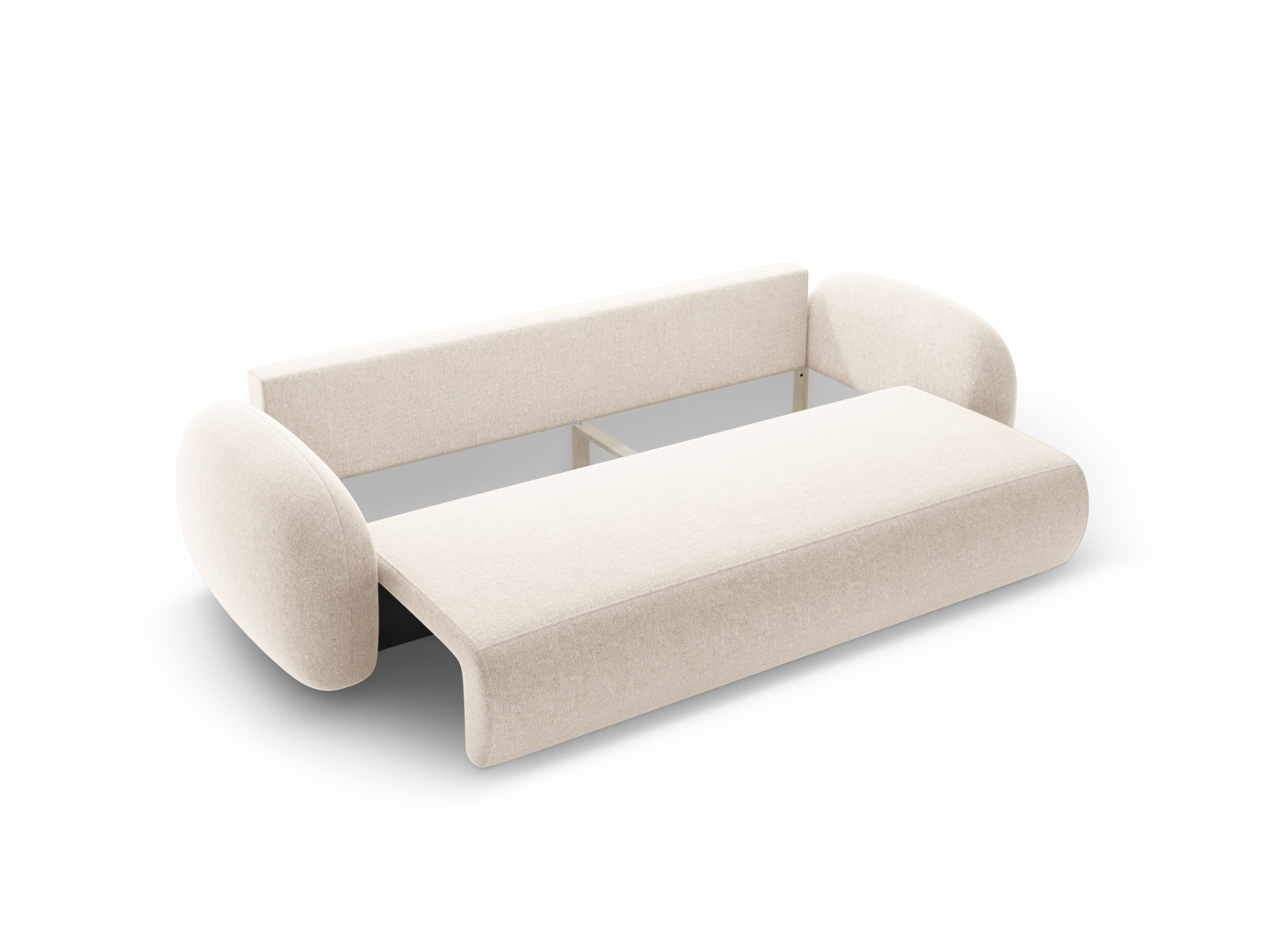 Cosmopolitan Design sovesofa med opbevaring, "Tonale", 3-personers, 262 × 105 × 88 cm, Eden 10, sorte plastben