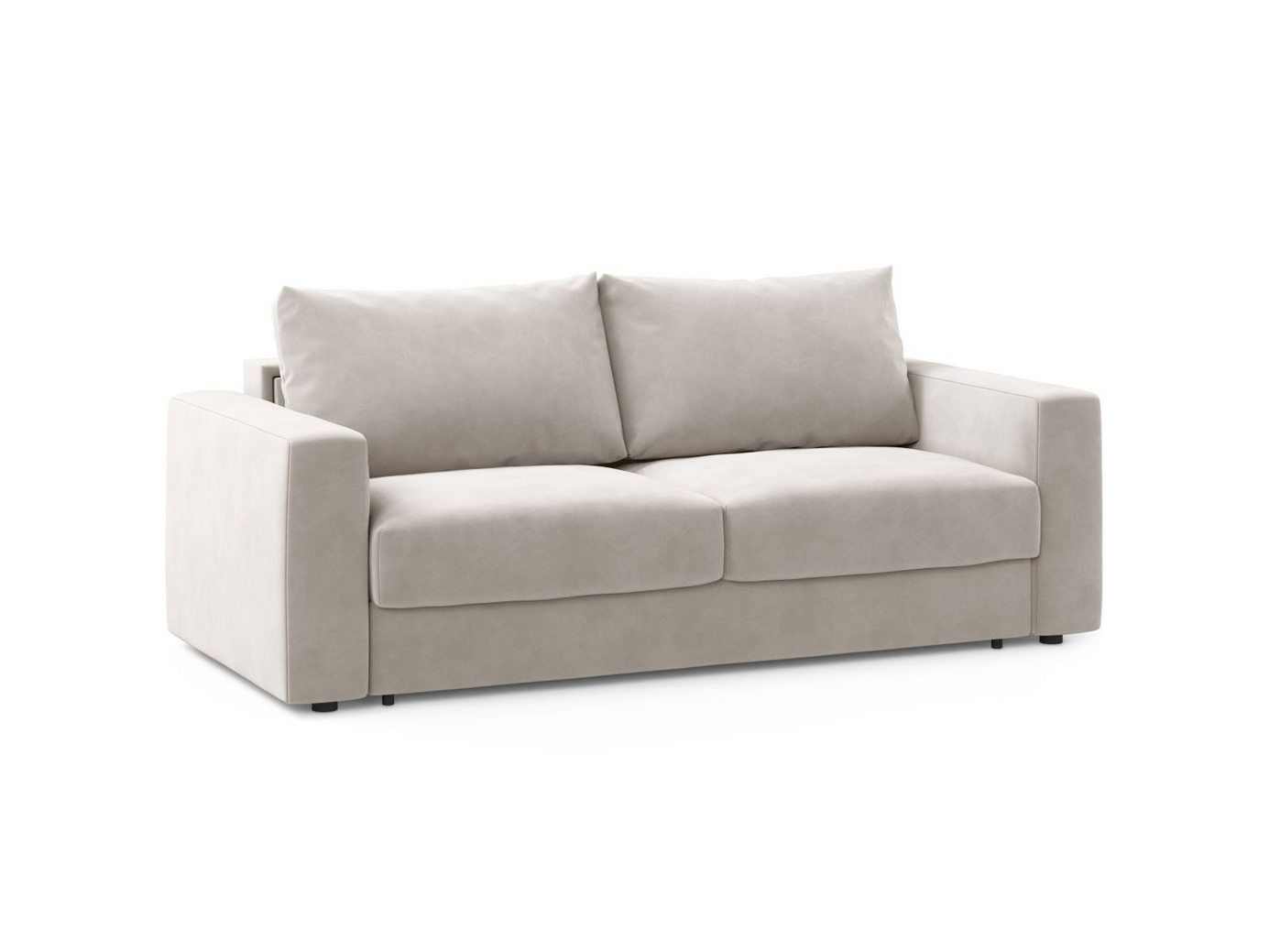 Cosmopolitan Design veloursovesofa, "Grena", 3-personers, 205 × 100 × 90 cm, Salvador, sorte plastben