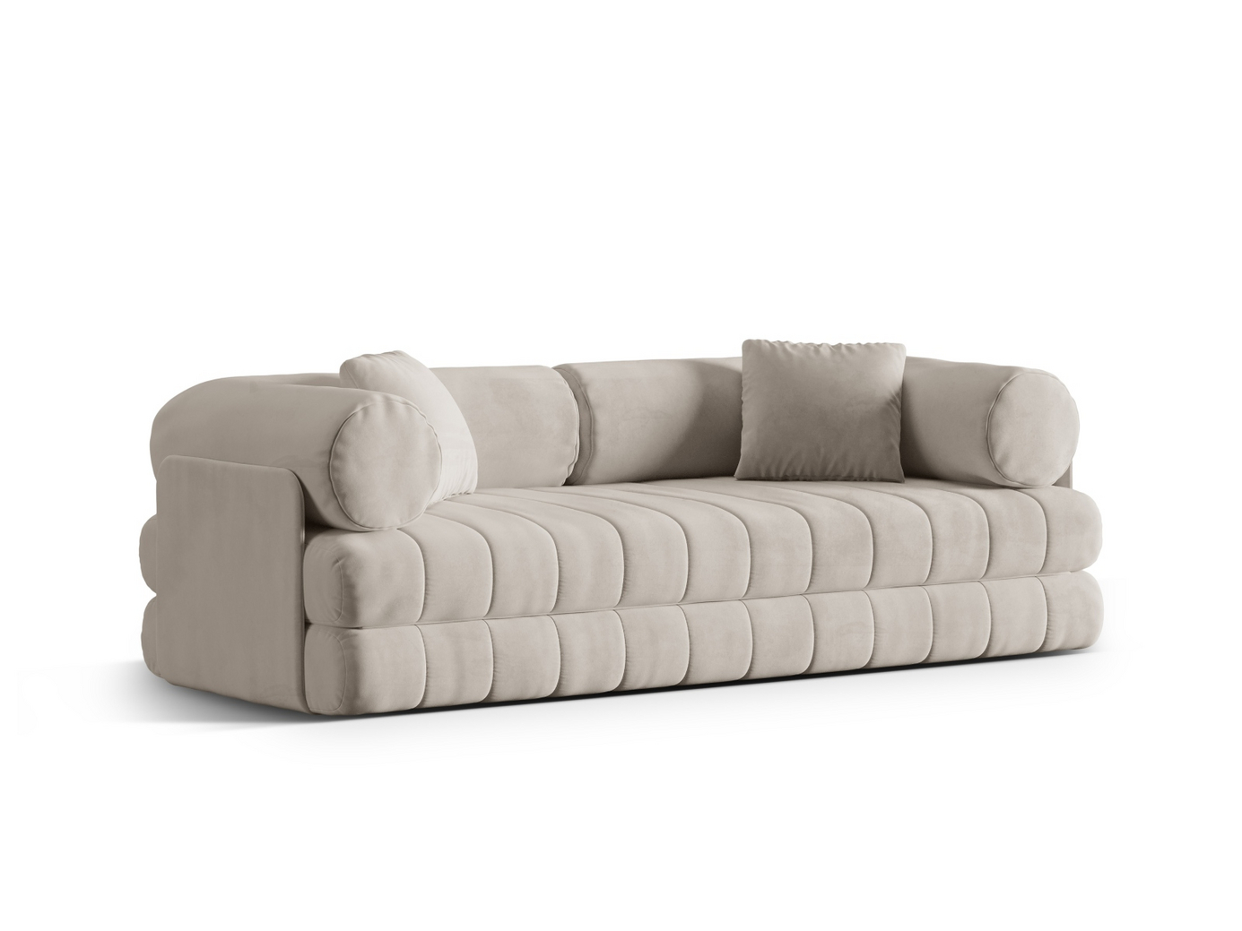Cosmopolitan Design veloursovesofa, "Kemi", 3-personers, 206 × 95 × 70 cm, Salvador, sorte metalben