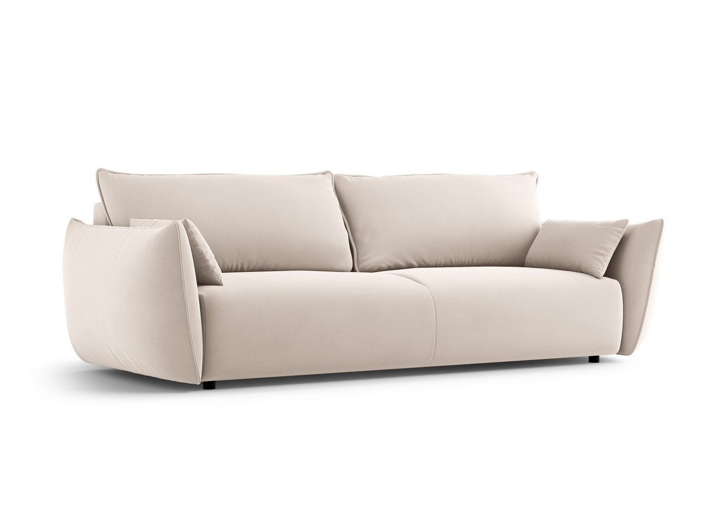 Cosmopolitan Design veloursovesofa med opbevaring, "Matera", 3-personers, 240 × 108 × 86 cm, Salvador, sorte plastben