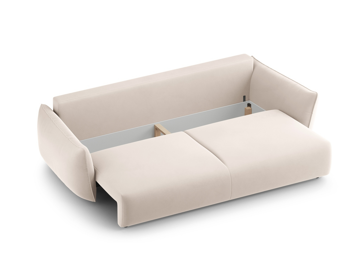 Cosmopolitan Design veloursovesofa med opbevaring, "Matera", 3-personers, 240 × 108 × 86 cm, Salvador, sorte plastben
