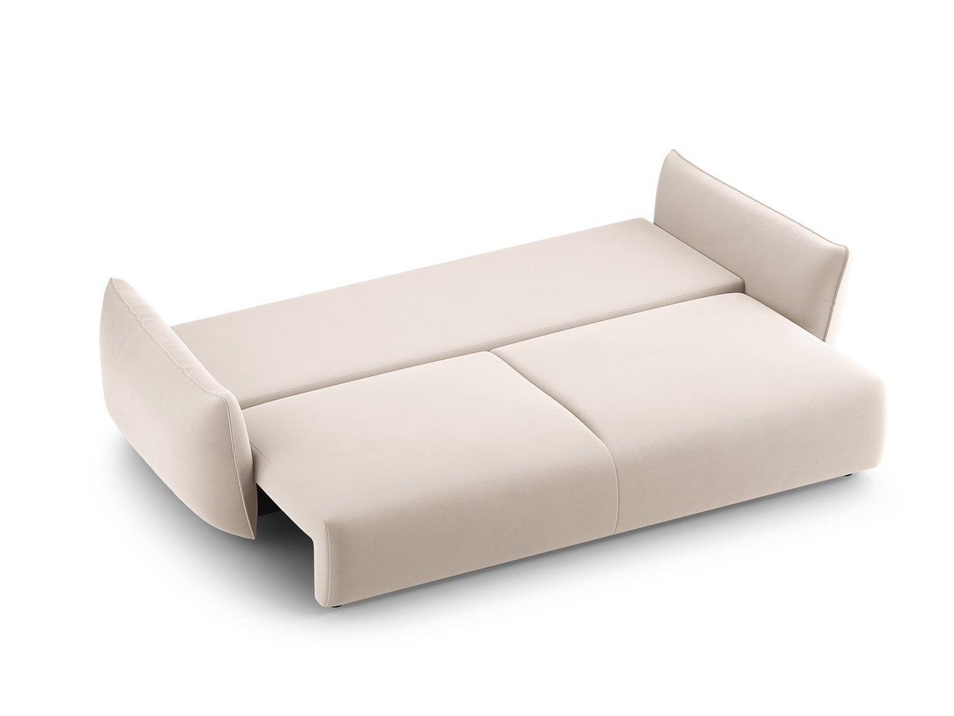 Cosmopolitan Design veloursovesofa med opbevaring, "Matera", 3-personers, 240 × 108 × 86 cm, Salvador, sorte plastben