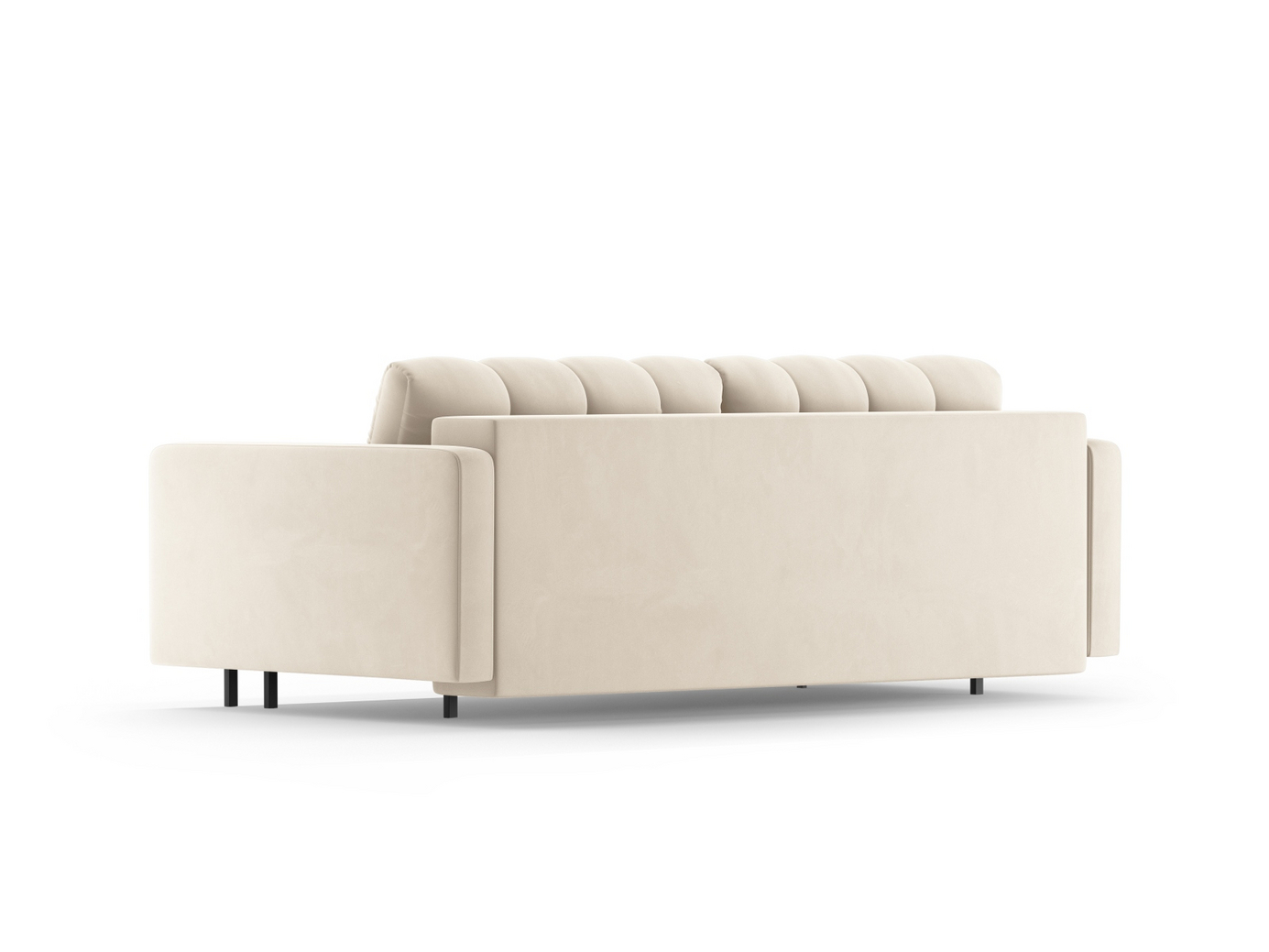 Cosmopolitan Design veloursovesofa med opbevaring, "Bali", 3-personers, 222 × 84 × 105 cm, Bluvel, sorte metalben