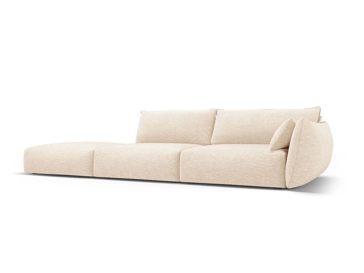 Cosmopolitan Design venstrevendt sofa, "Matera", 4-personers, 264 × 110 × 85 cm, Haga, sorte plastben
