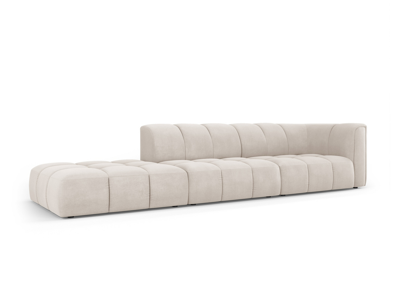Cosmopolitan Design venstrevendt modulsofa, "Moritz", 4-personers, 293 × 96 × 70 cm, Rebel, sorte plastben