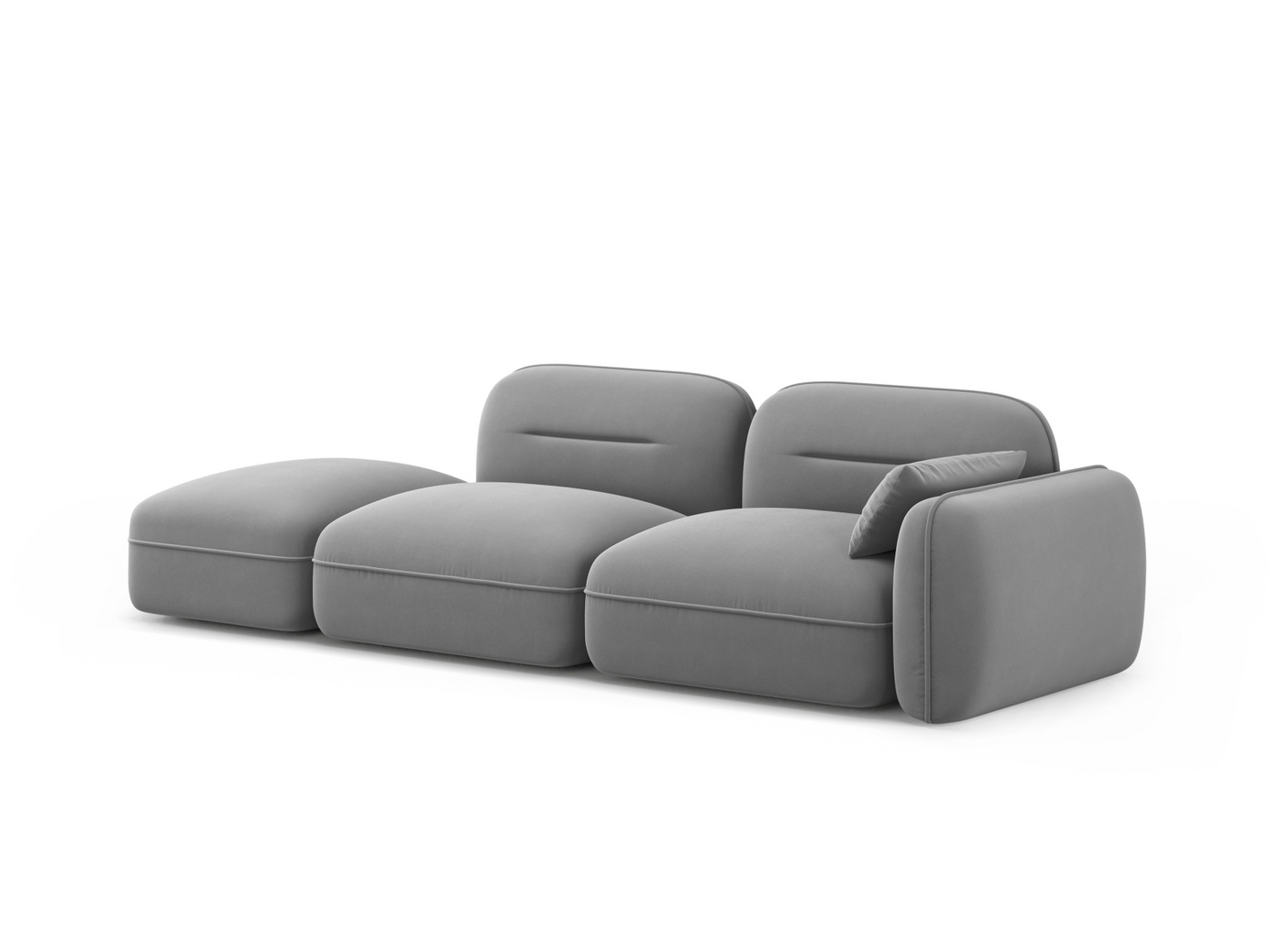 Cosmopolitan Design venstrevendt velourmodulsofa, "Sydney", 3-personers, 295 × 90 × 70 cm, Casino, sorte plastben