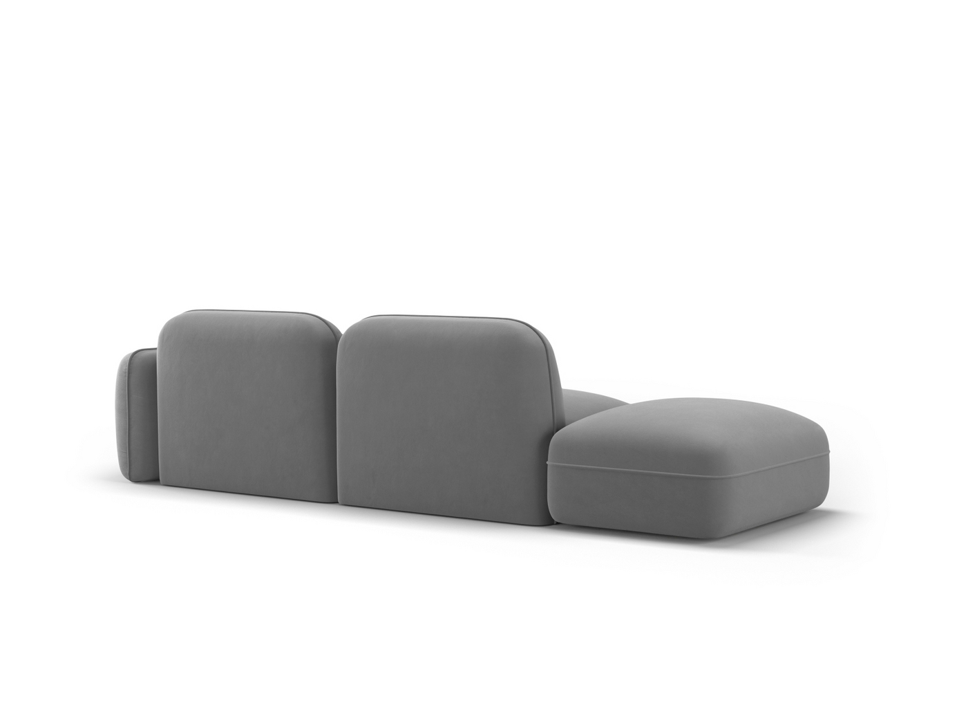 Cosmopolitan Design venstrevendt velourmodulsofa, "Sydney", 3-personers, 295 × 90 × 70 cm, Casino, sorte plastben