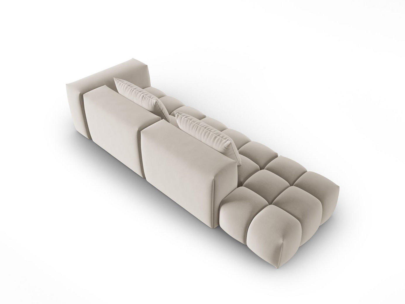 Cosmopolitan Design venstrevendt velourmodulsofa, "Verona", 4-personers, 265 × 85 × 70 cm, Casino, sorte plastben