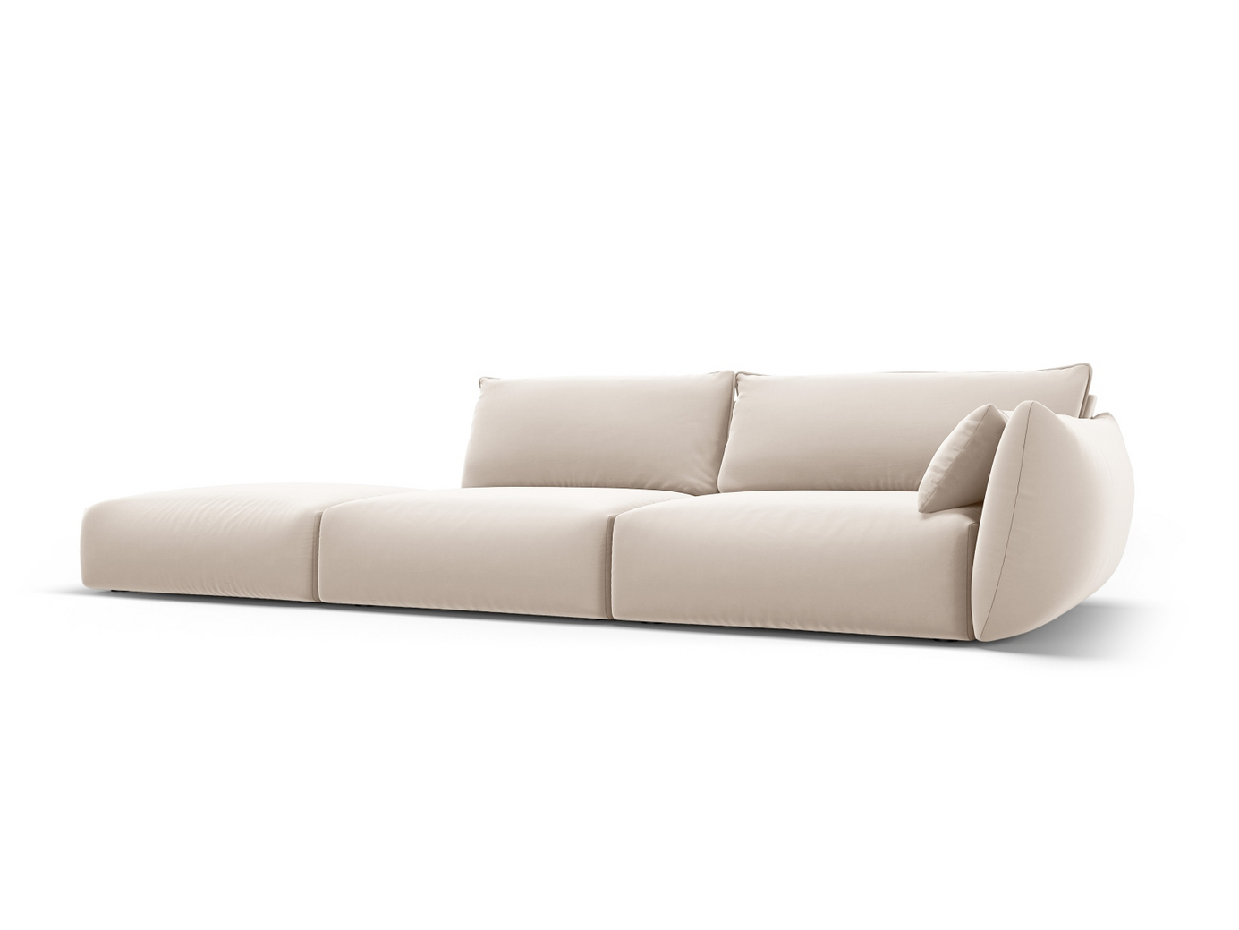 Cosmopolitan Design venstrevendt veloursofa, "Matera", 4-personers, 264 × 110 × 85 cm, Salvador, sorte plastben