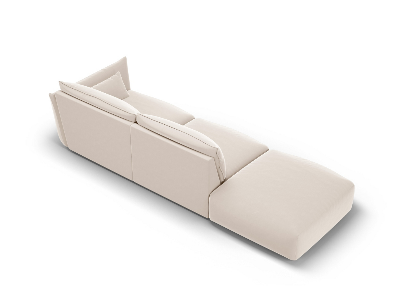 Cosmopolitan Design venstrevendt veloursofa, "Matera", 4-personers, 264 × 110 × 85 cm, Salvador, sorte plastben