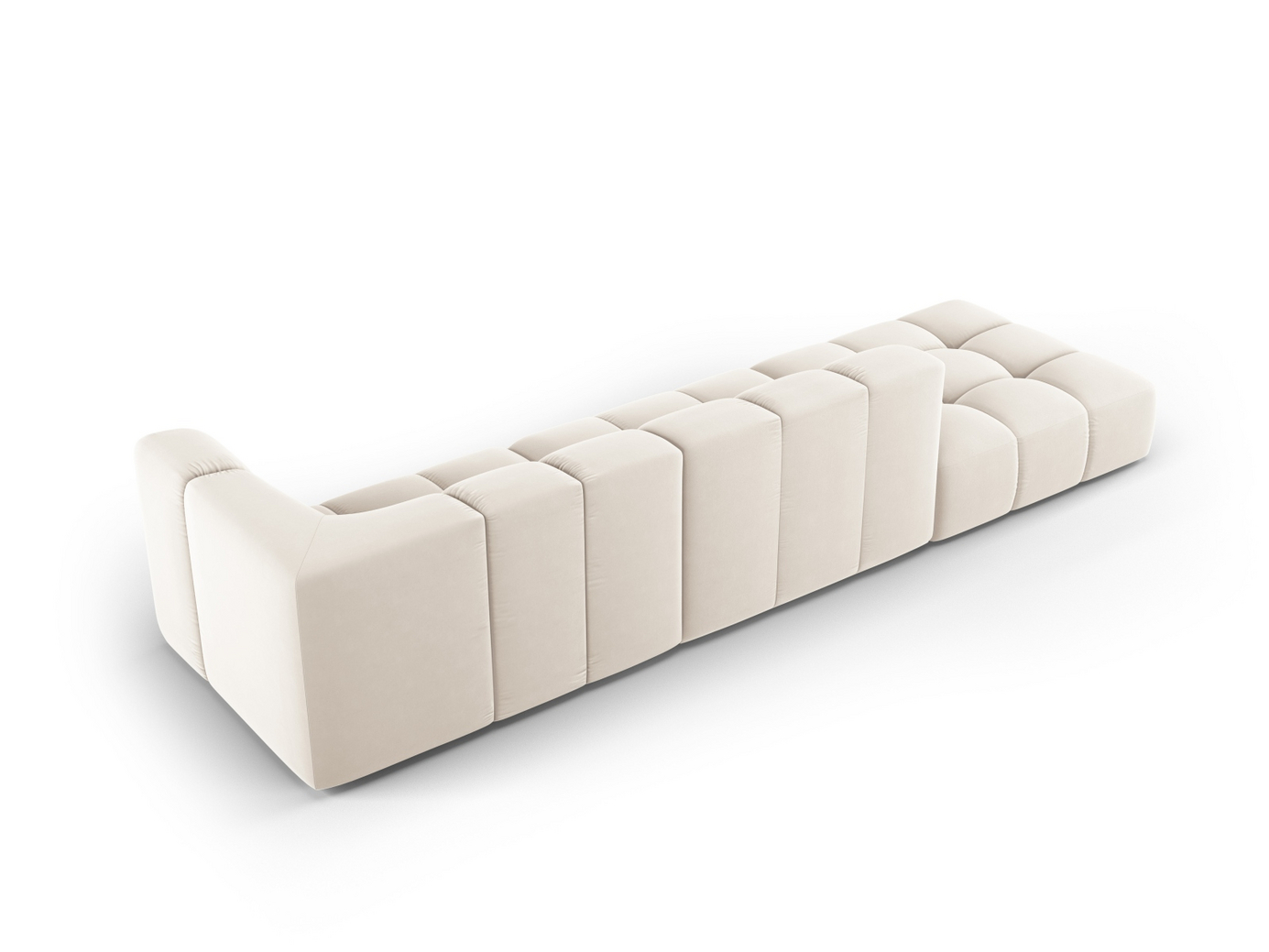 Cosmopolitan Design venstrevendt velourmodulsofa, "Moritz", 4-personers, 293 × 96 × 70 cm, Bluvel, sorte plastben