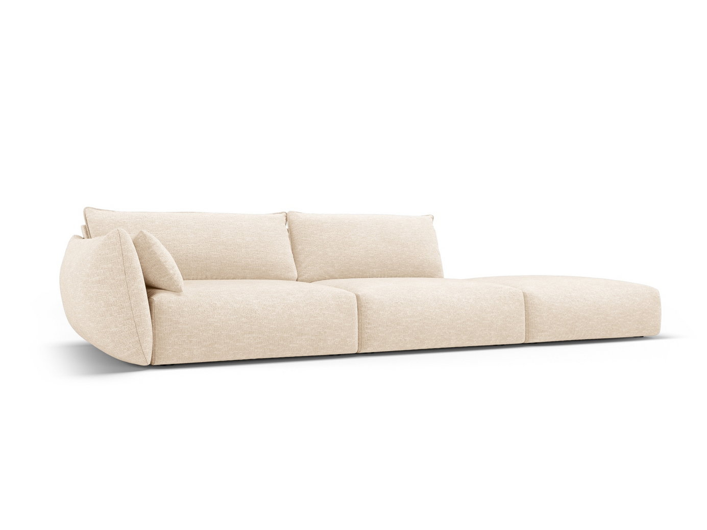Cosmopolitan Design højrevendt sofa, "Matera", 4-personers, 264 × 110 × 85 cm, Haga, sorte plastben