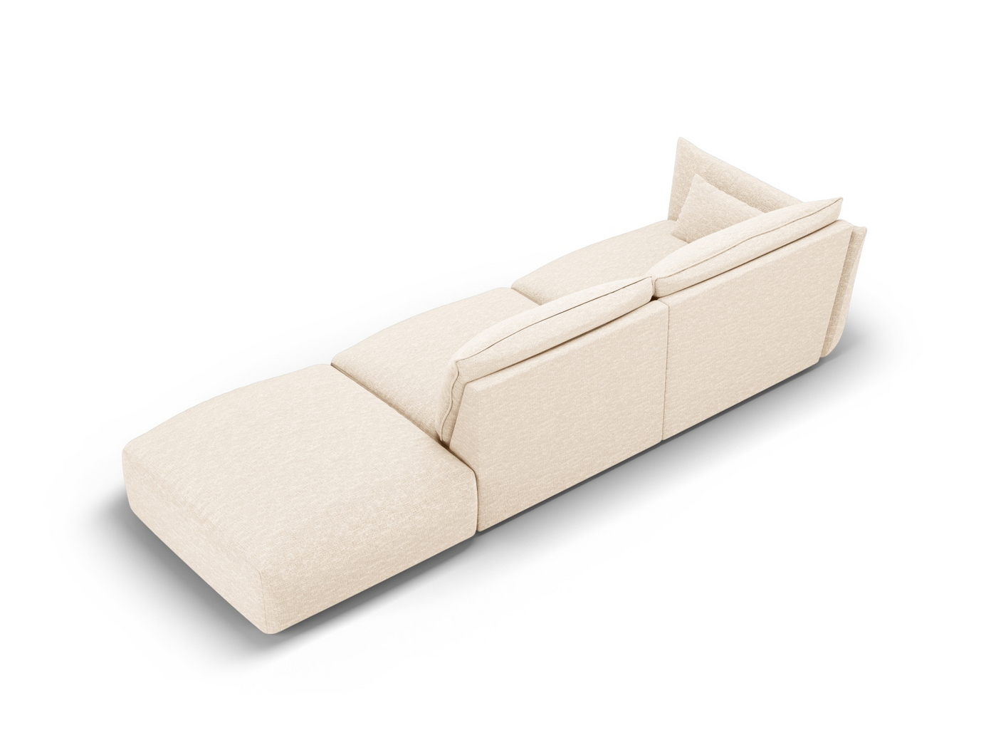 Cosmopolitan Design højrevendt sofa, "Matera", 4-personers, 264 × 110 × 85 cm, Haga, sorte plastben