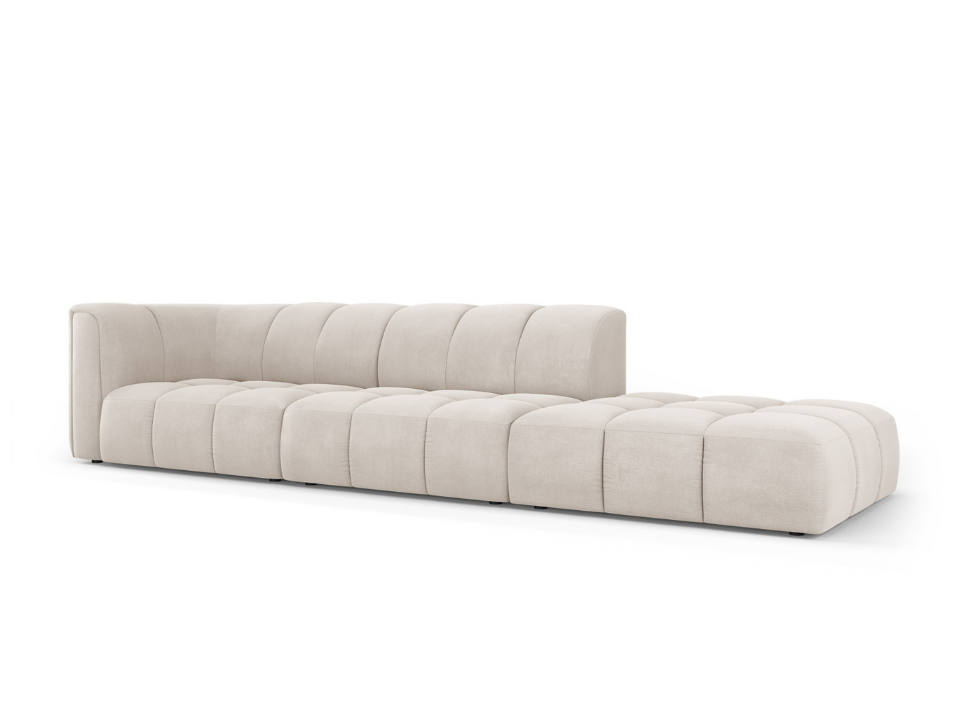 Cosmopolitan Design højrevendt modulsofa, "Moritz", 4-personers, 293 × 96 × 70 cm, Rebel, sorte plastben