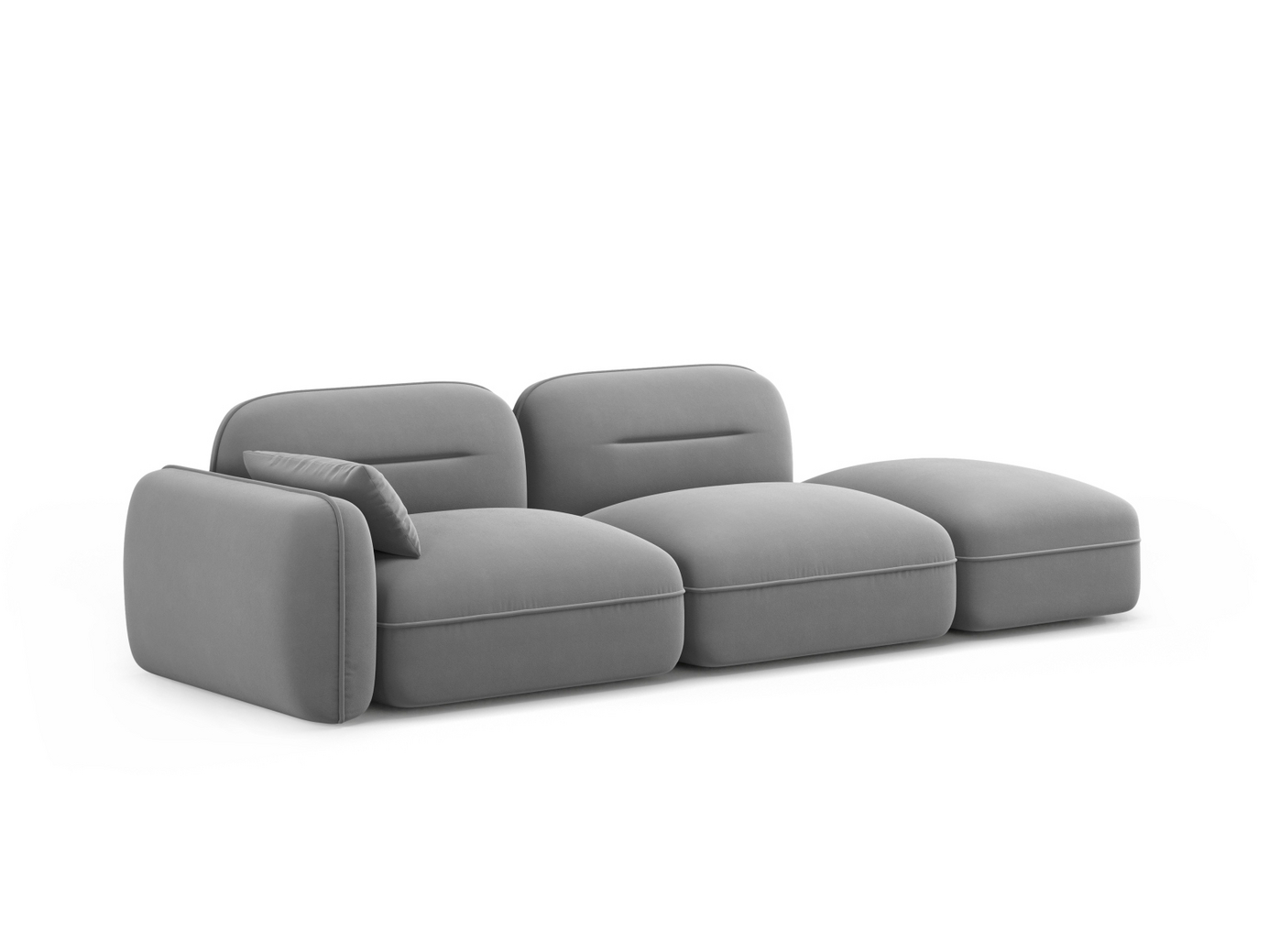 Cosmopolitan Design højrevendt velourmodulsofa, "Sydney", 3-personers, 295 × 90 × 70 cm, Casino, sorte plastben