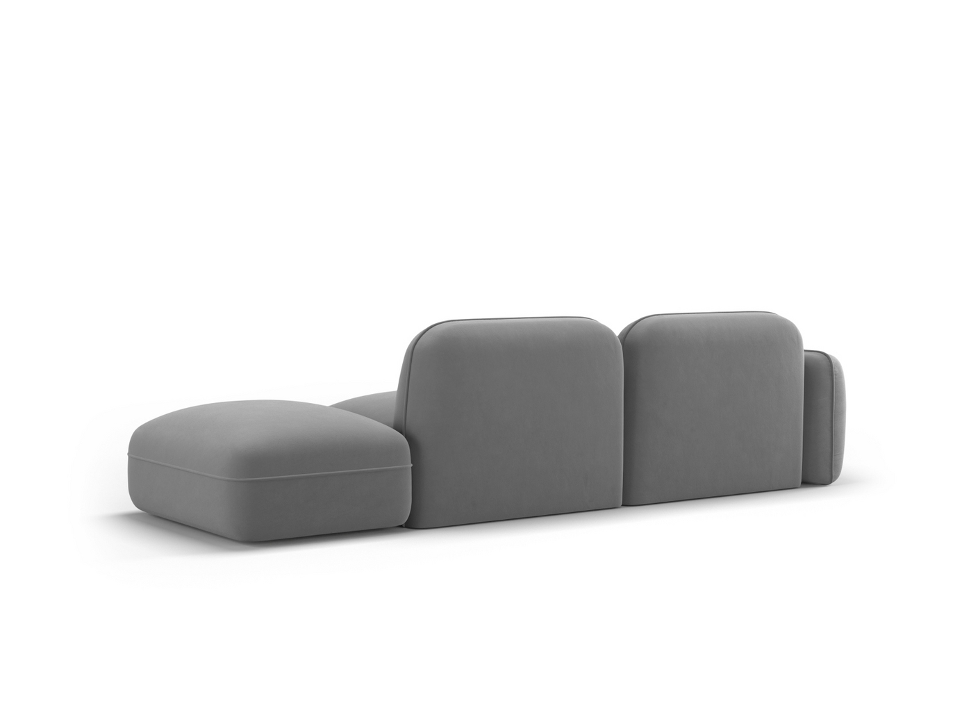 Cosmopolitan Design højrevendt velourmodulsofa, "Sydney", 3-personers, 295 × 90 × 70 cm, Casino, sorte plastben