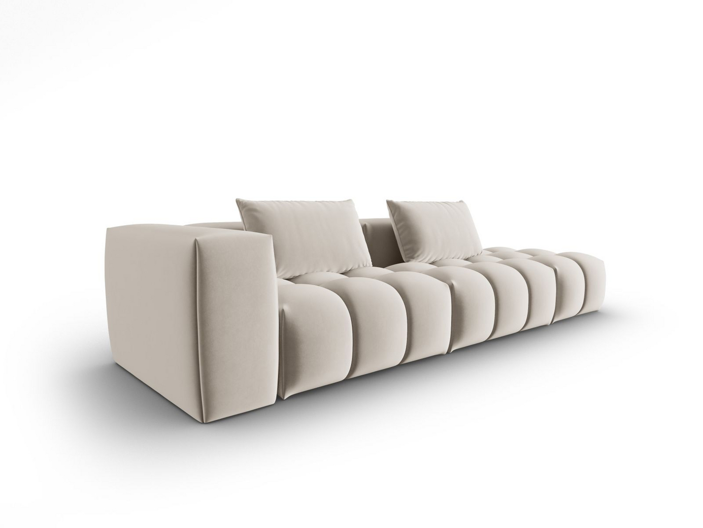 Cosmopolitan Design højrevendt velourmodulsofa, "Verona", 4-personers, 265 × 85 × 70 cm, Casino, sorte plastben