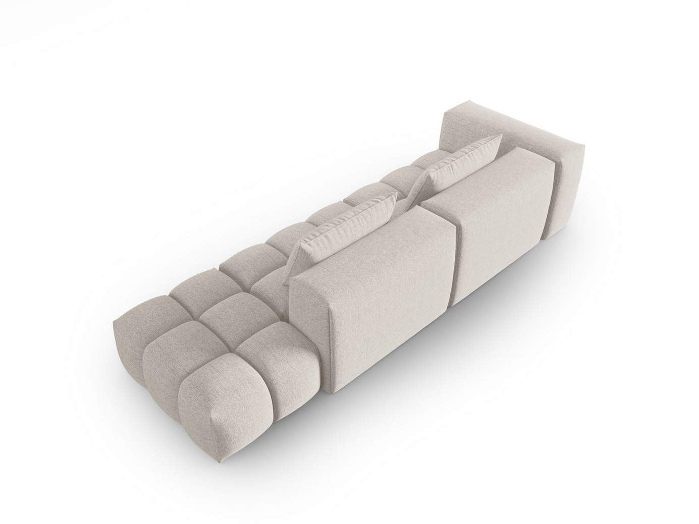 Cosmopolitan Design højrevendt modulsofa, "Verona", 4-personers, 265 × 85 × 70 cm, Sorella, sorte plastben