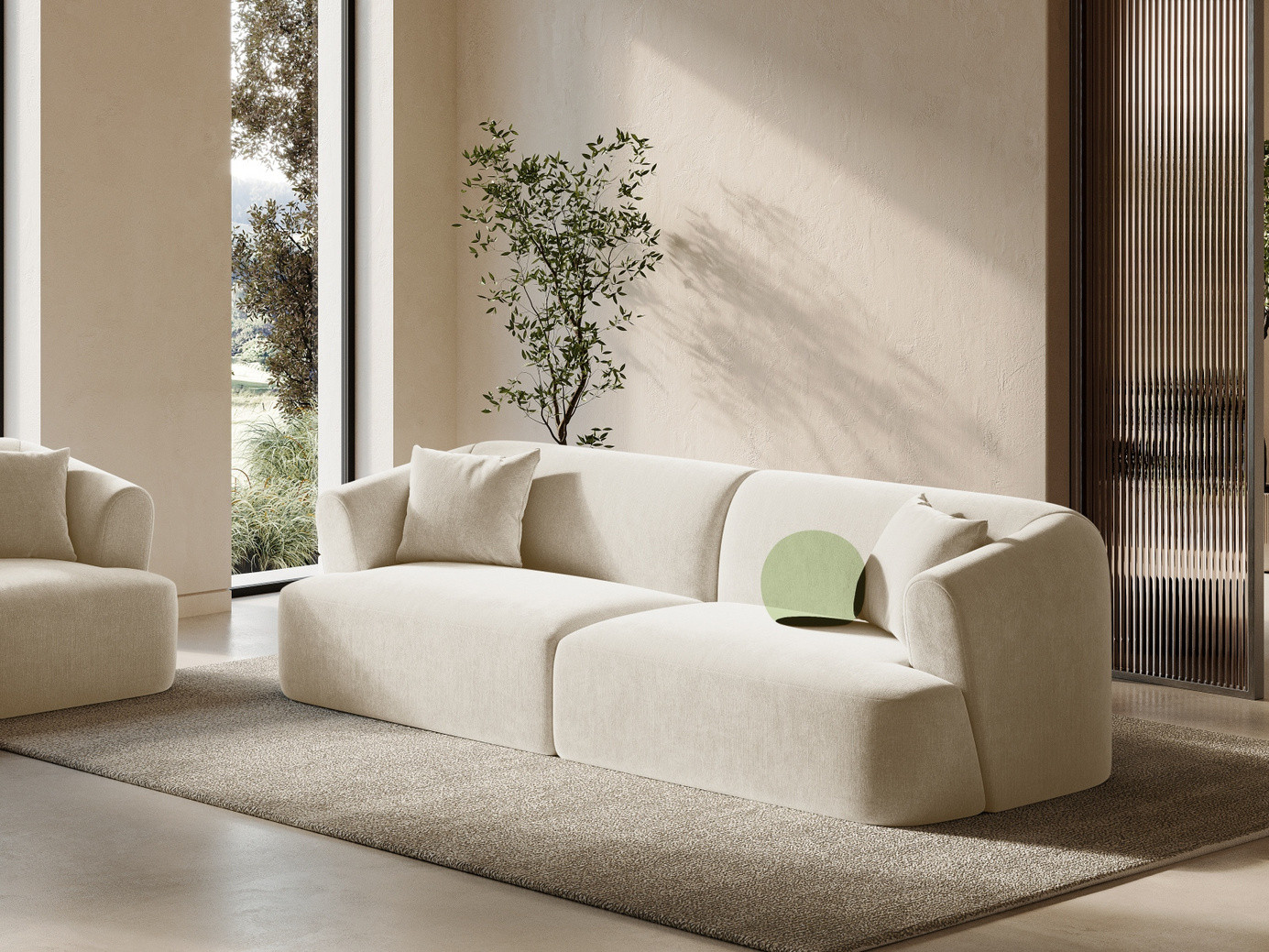 Cosmopolitan Design velourmodulsofa, "Campi", 4-personers, 255 × 90 × 70 cm, Vogue, sorte plastben