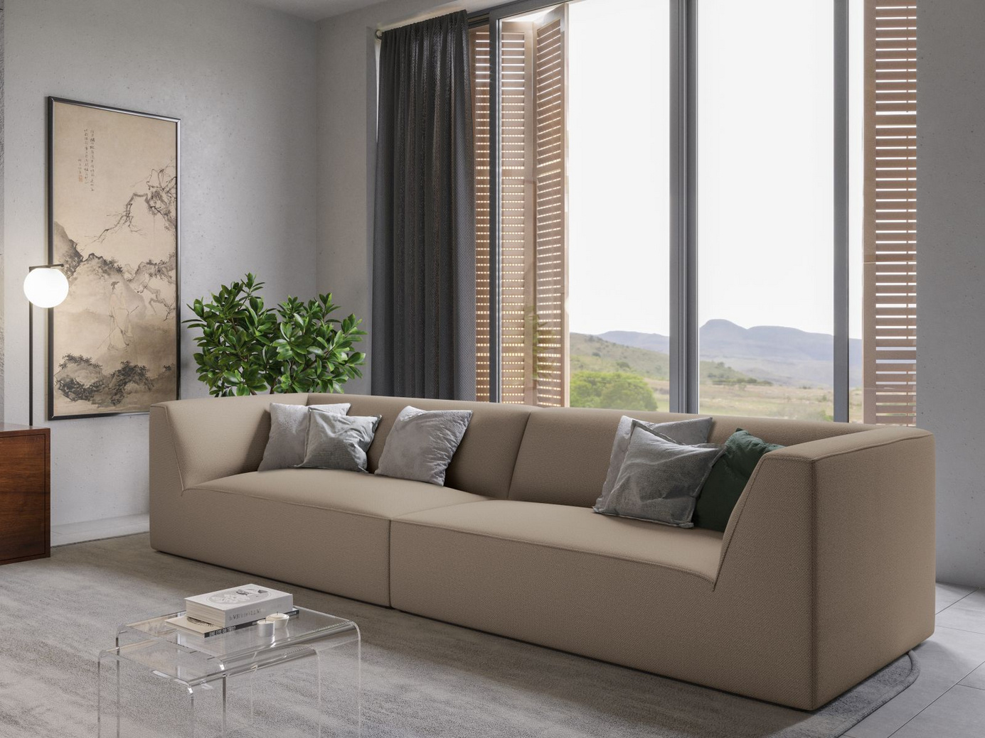 Cosmopolitan Design sofa, "Siena", 4-personers, 302 × 93 × 69 cm, Ottawa, sorte plastben