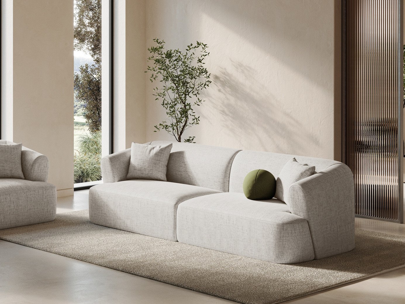 Cosmopolitan Design modulsofa, "Campi", 4-personers, 255 × 90 × 70 cm, Moly, sorte plastben