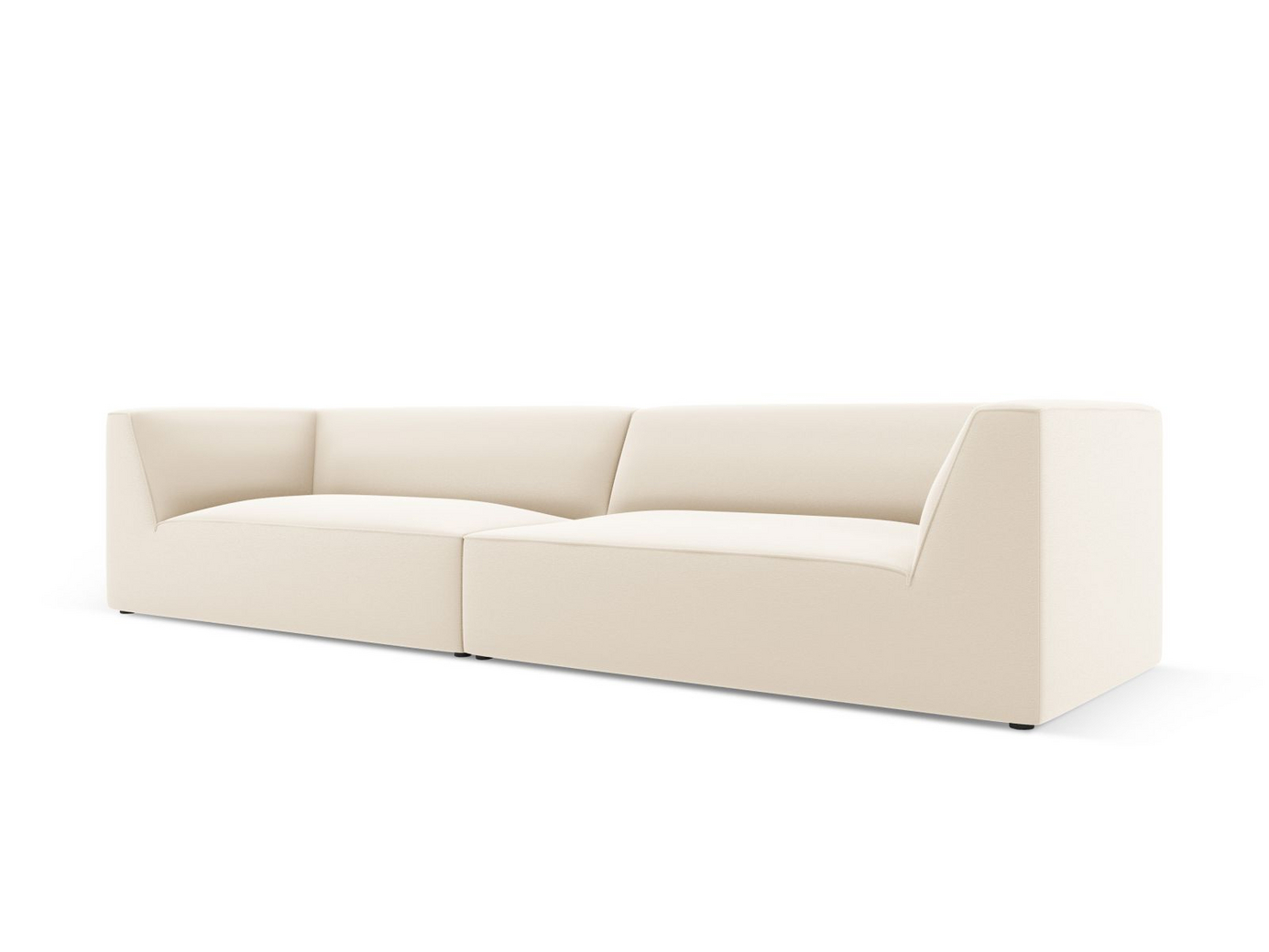 Cosmopolitan Design kunstlædermodulsofa, "Siena", 4-personers, 302 × 93 × 69 cm, Pacifico, sorte plastben