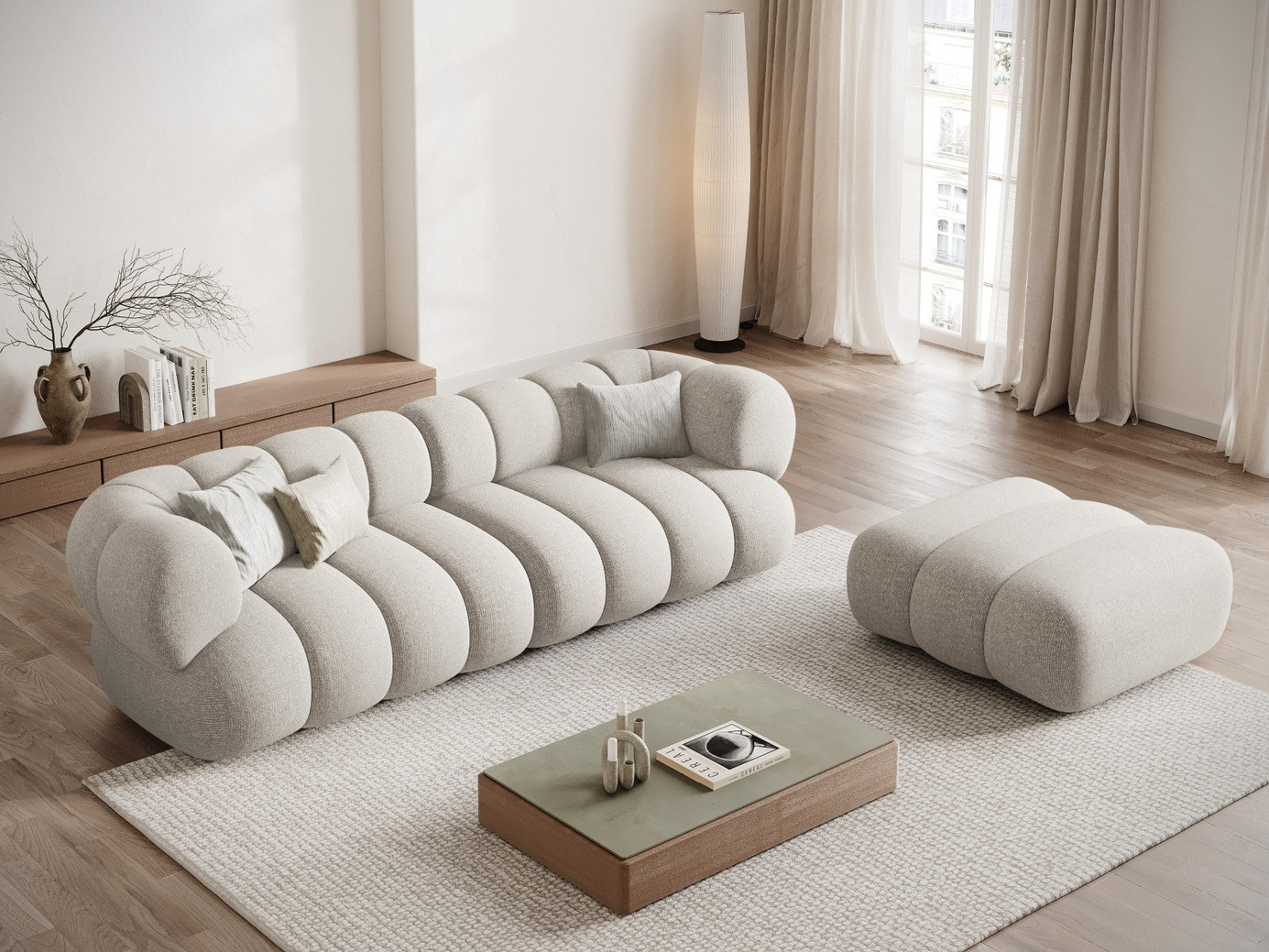 Cosmopolitan Design sofa, "Koge", 4-personers, 240 × 95 × 70 cm, Eden 10, sorte plastben