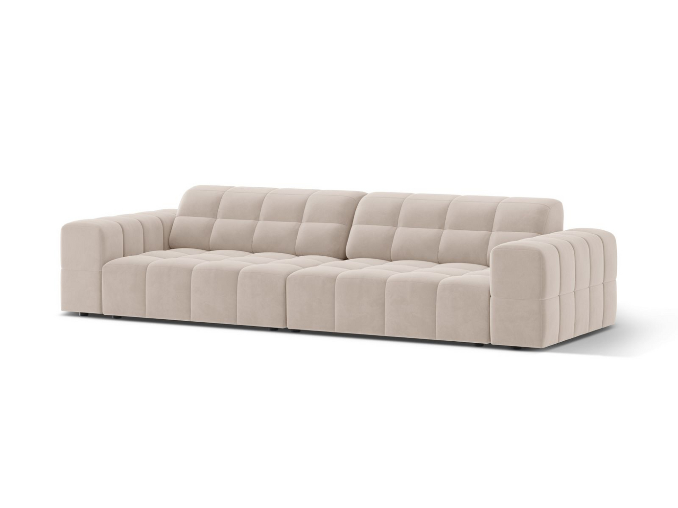Cosmopolitan Design veloursofa, "Chicago", 4-personers, 252 × 102 × 78 cm, Venus, sorte plastben