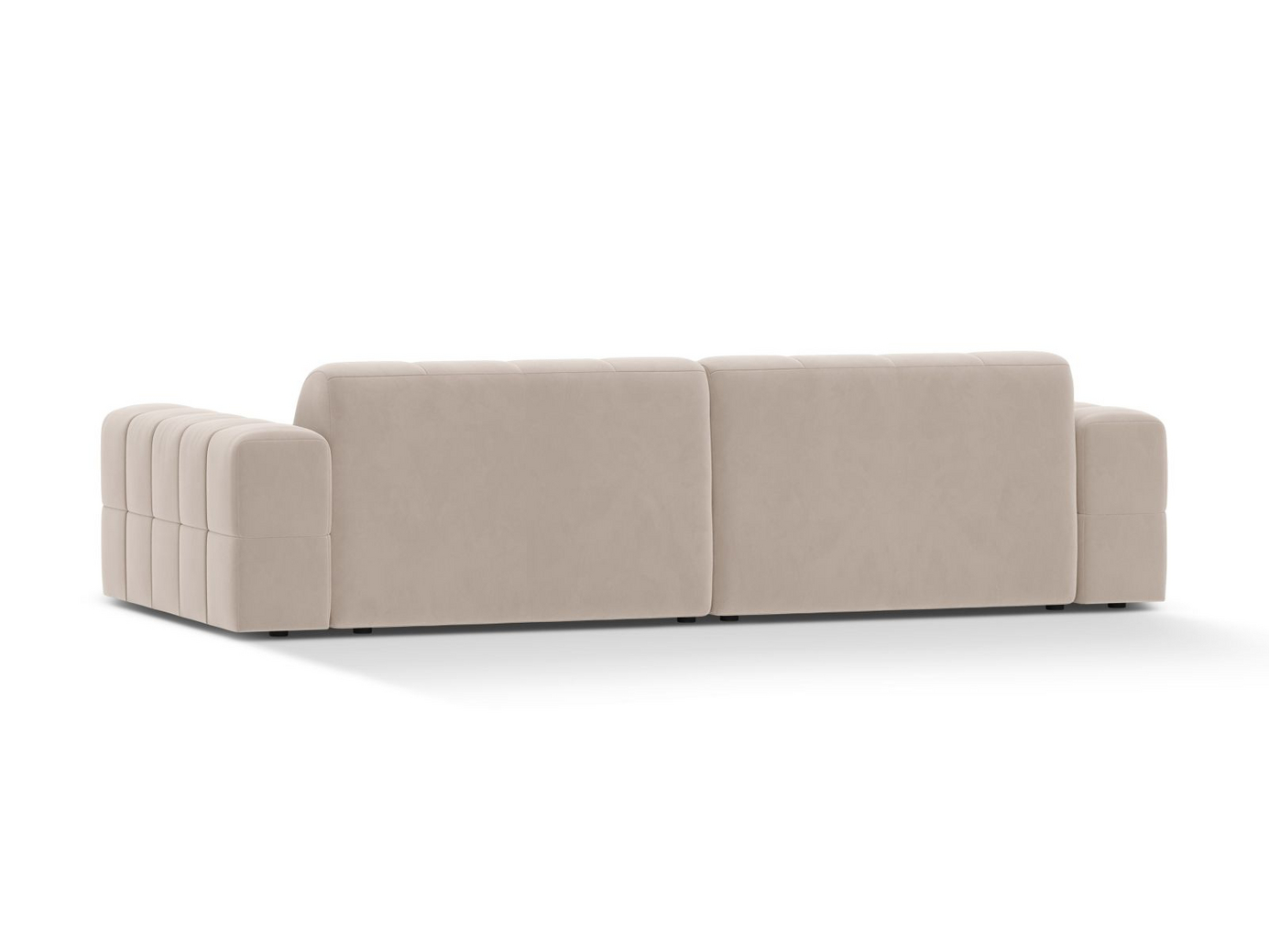 Cosmopolitan Design veloursofa, "Chicago", 4-personers, 252 × 102 × 78 cm, Venus, sorte plastben