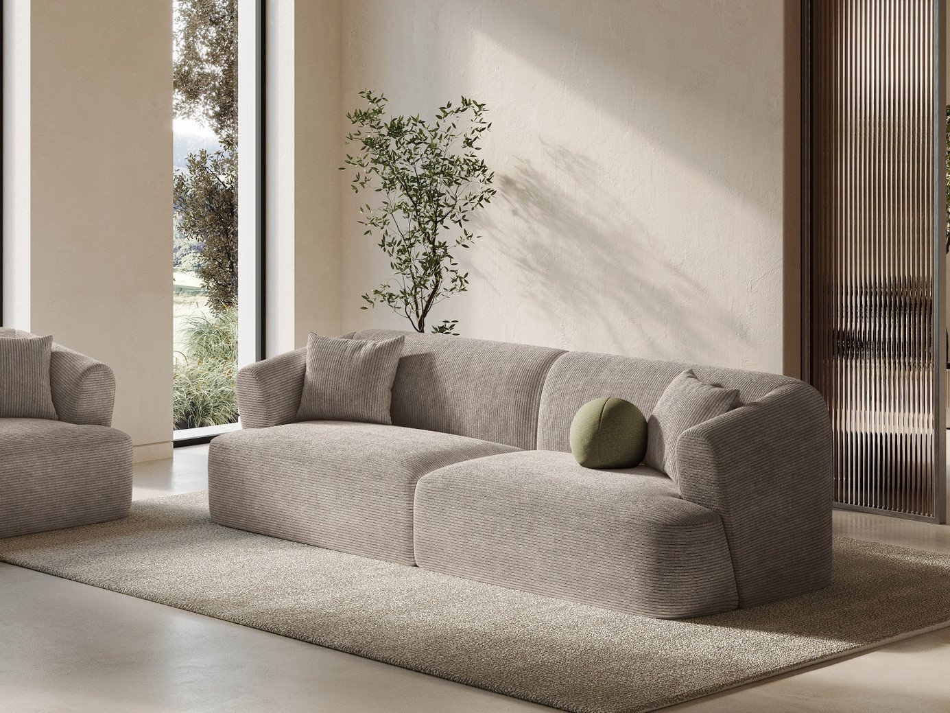 Cosmopolitan Design modulsofa, "Campi", 4-personers, 255 × 90 × 70 cm, Lincoln, sorte plastben