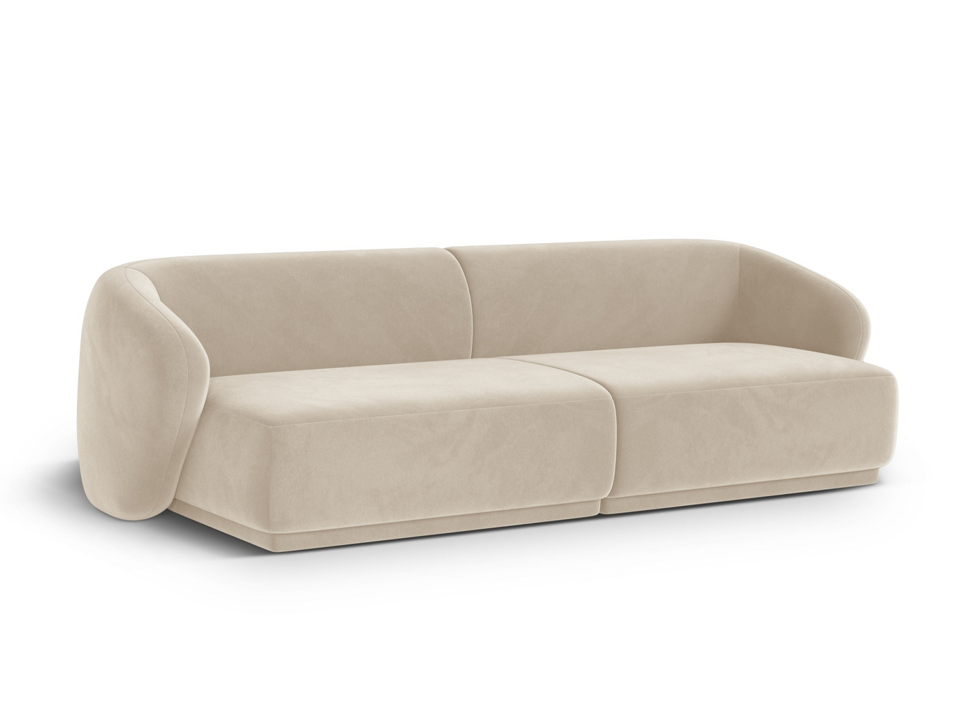 Cosmopolitan Design veloursofa, "Gomera", 4-personers, 246 × 93 × 74 cm, Salvador, sorte plastben