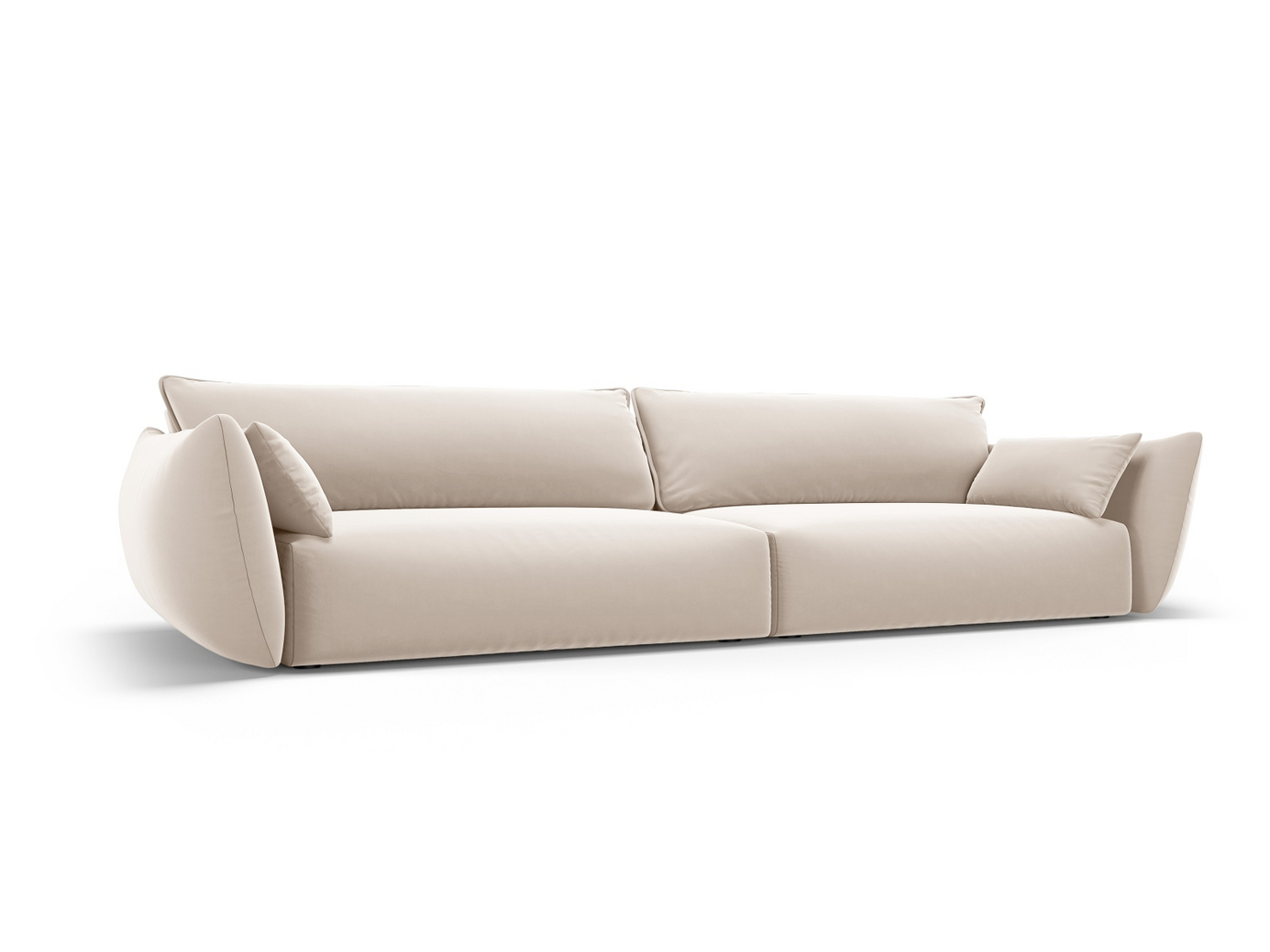 Cosmopolitan Design veloursofa, "Matera", 4-personers, 248 × 110 × 85 cm, Salvador, sorte plastben