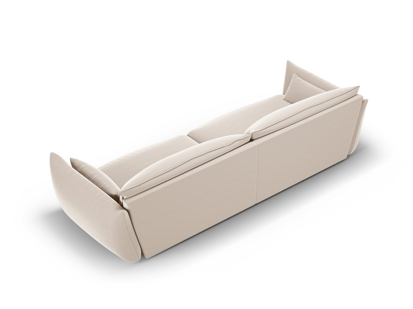 Cosmopolitan Design veloursofa, "Matera", 4-personers, 248 × 110 × 85 cm, Salvador, sorte plastben