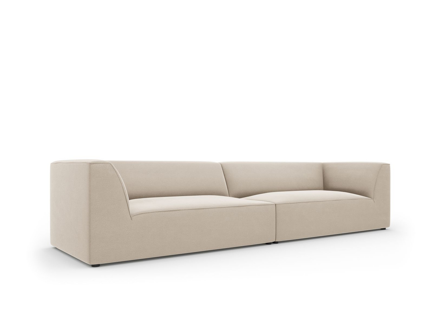 Cosmopolitan Design veloursofa, "Siena", 4-personers, 302 × 93 × 69 cm, Salvador, sorte plastben