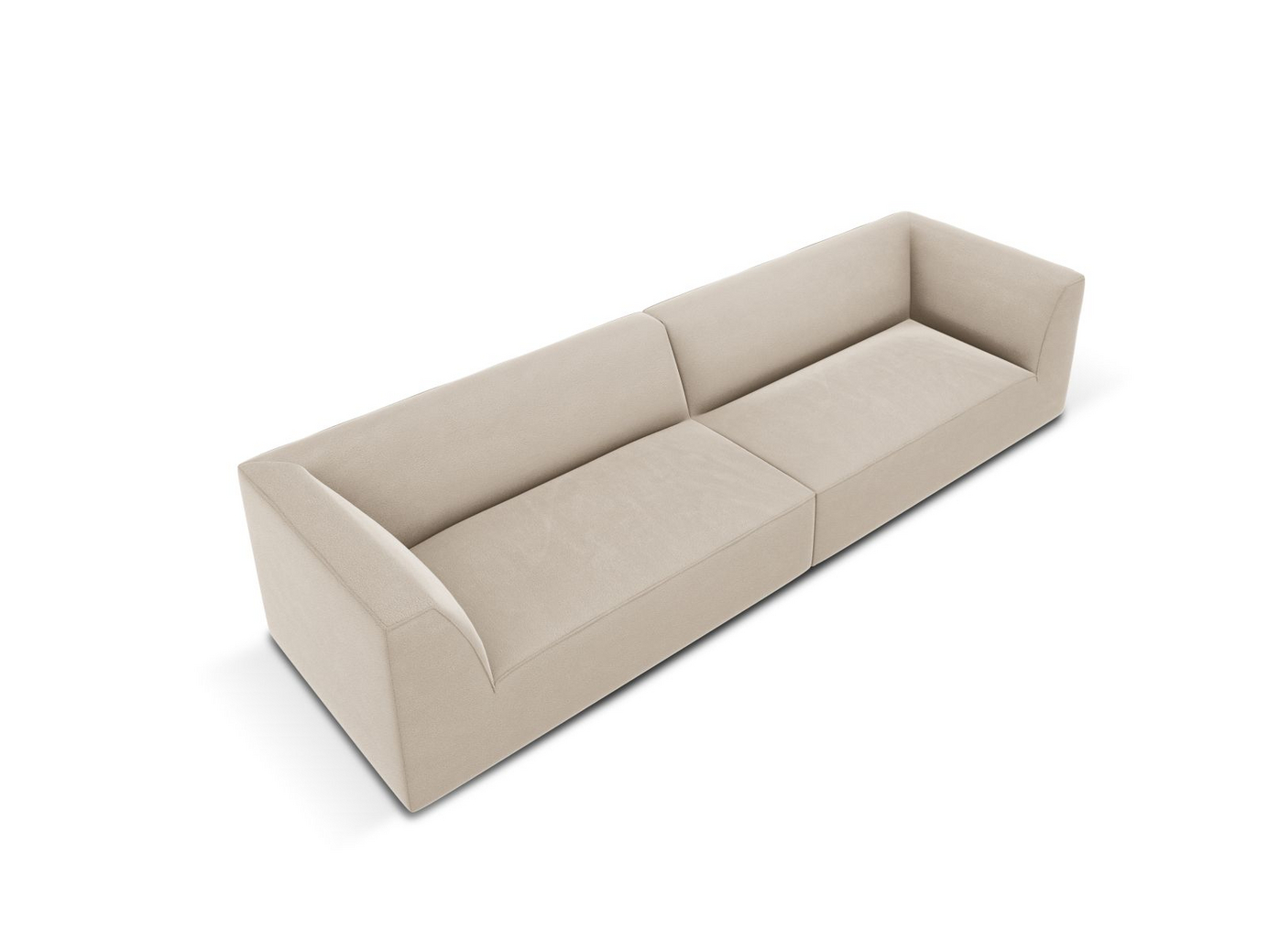 Cosmopolitan Design veloursofa, "Siena", 4-personers, 302 × 93 × 69 cm, Salvador, sorte plastben